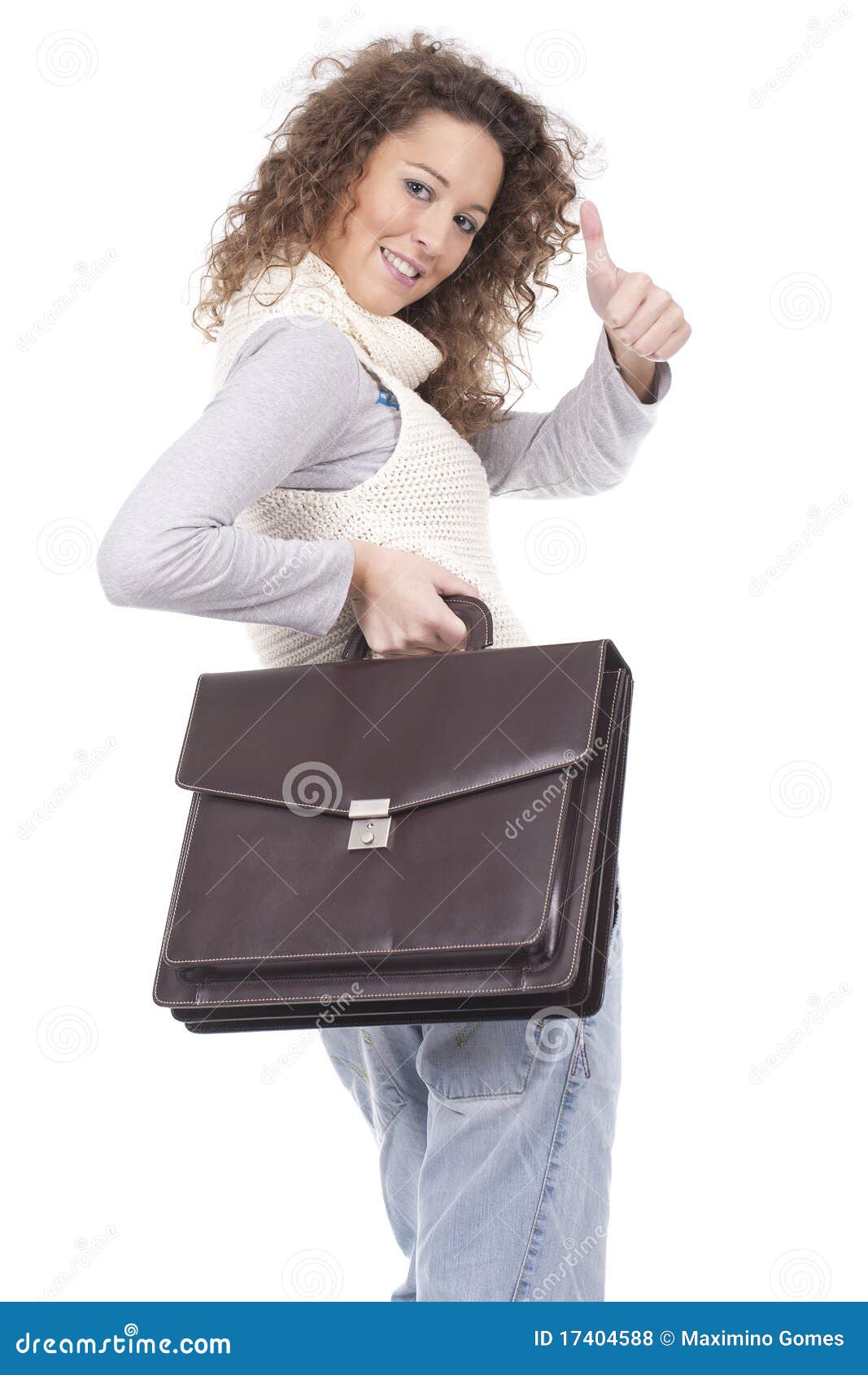 Executive Woman Holding a Briefcase Stock Photo Image of cheerful