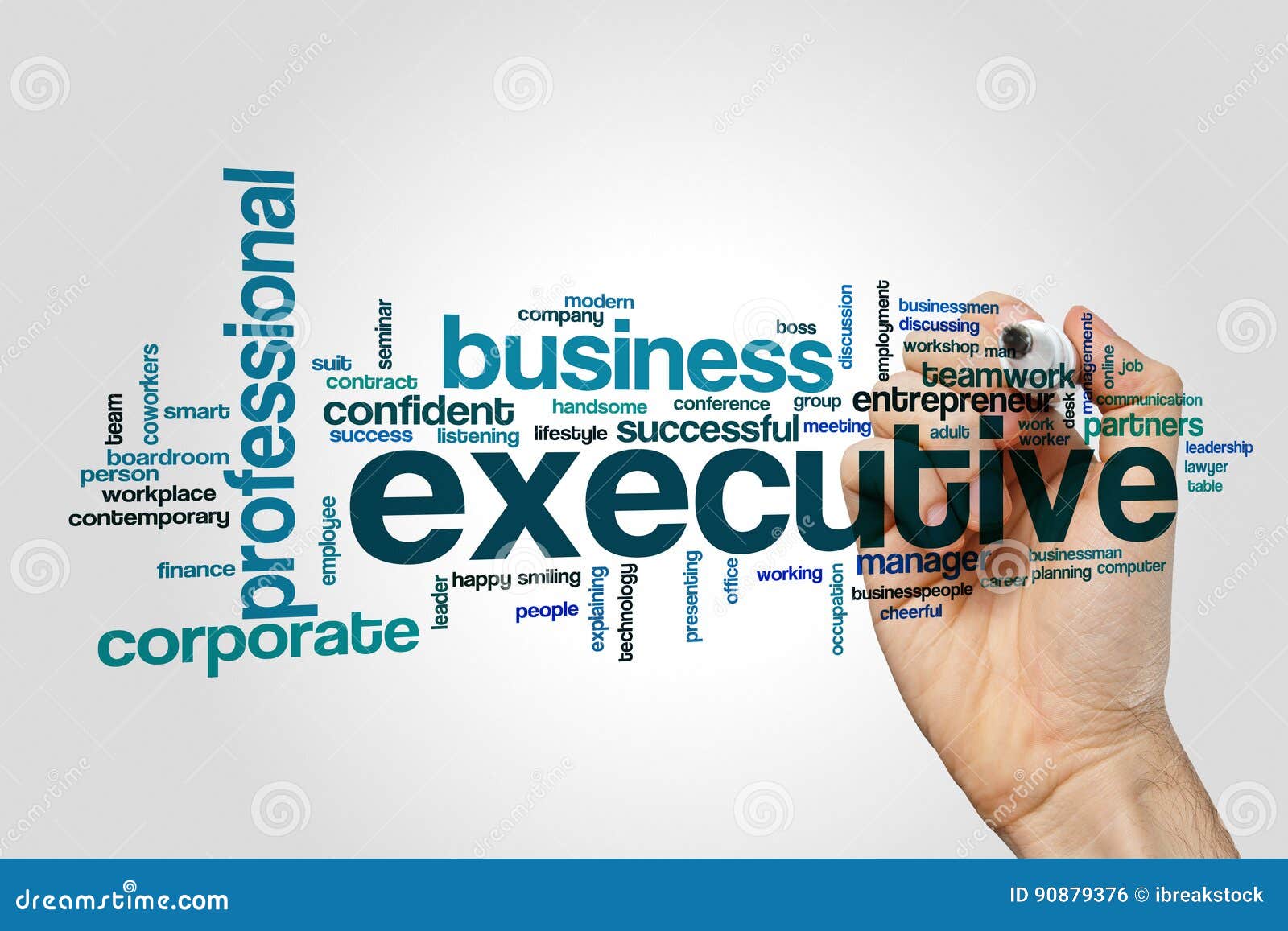 Executive Word Cloud Concept on Grey Background Stock Photo Image of