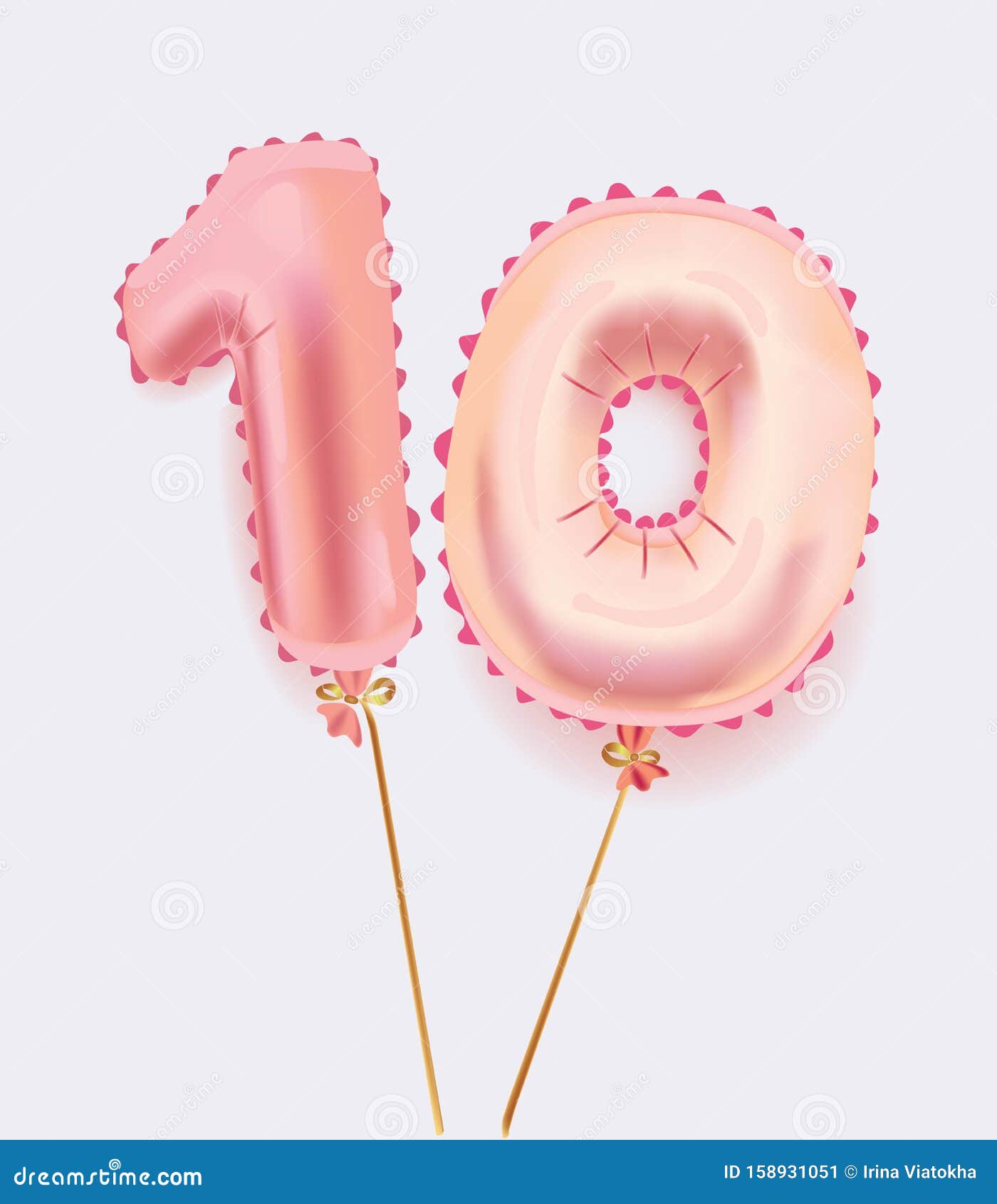 Ballon 10E Anniversaire Or Rose, Décoration Anniversaire 10 Ans