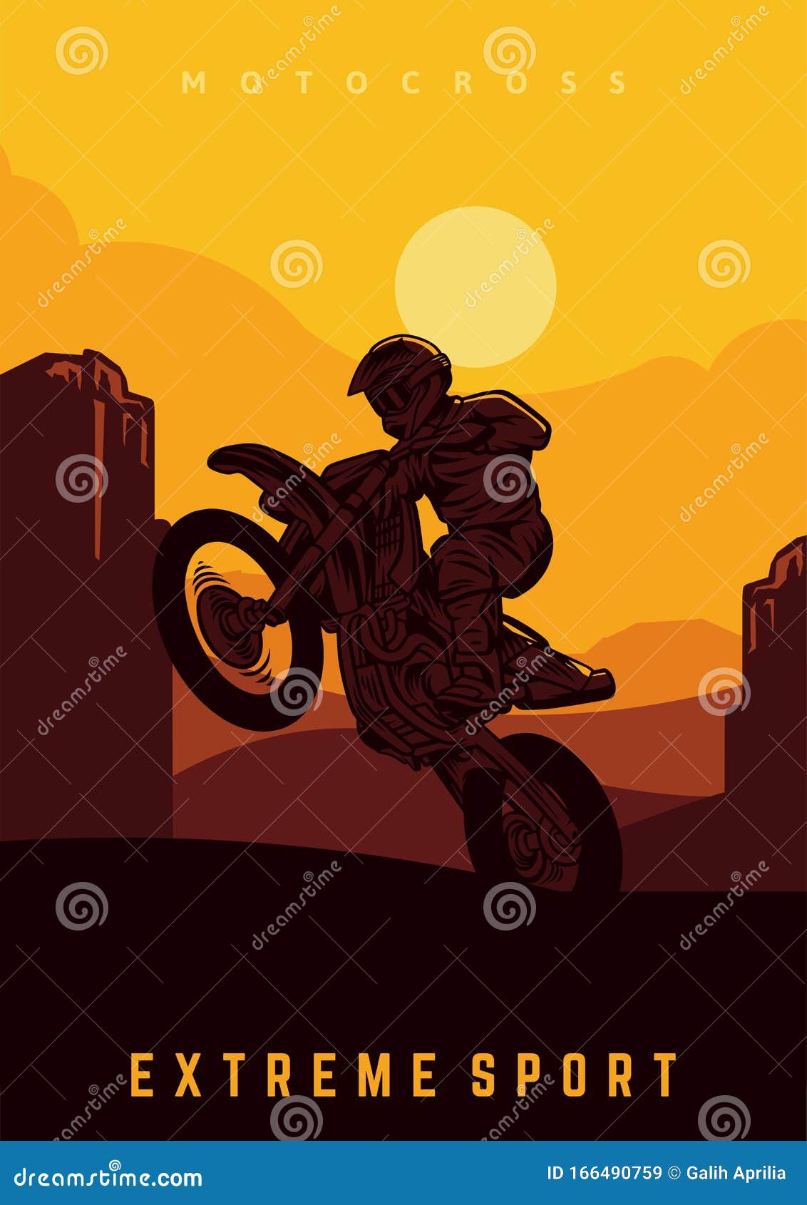 Desenho Mão Ilustração Vetorial Motocross imagem vetorial de