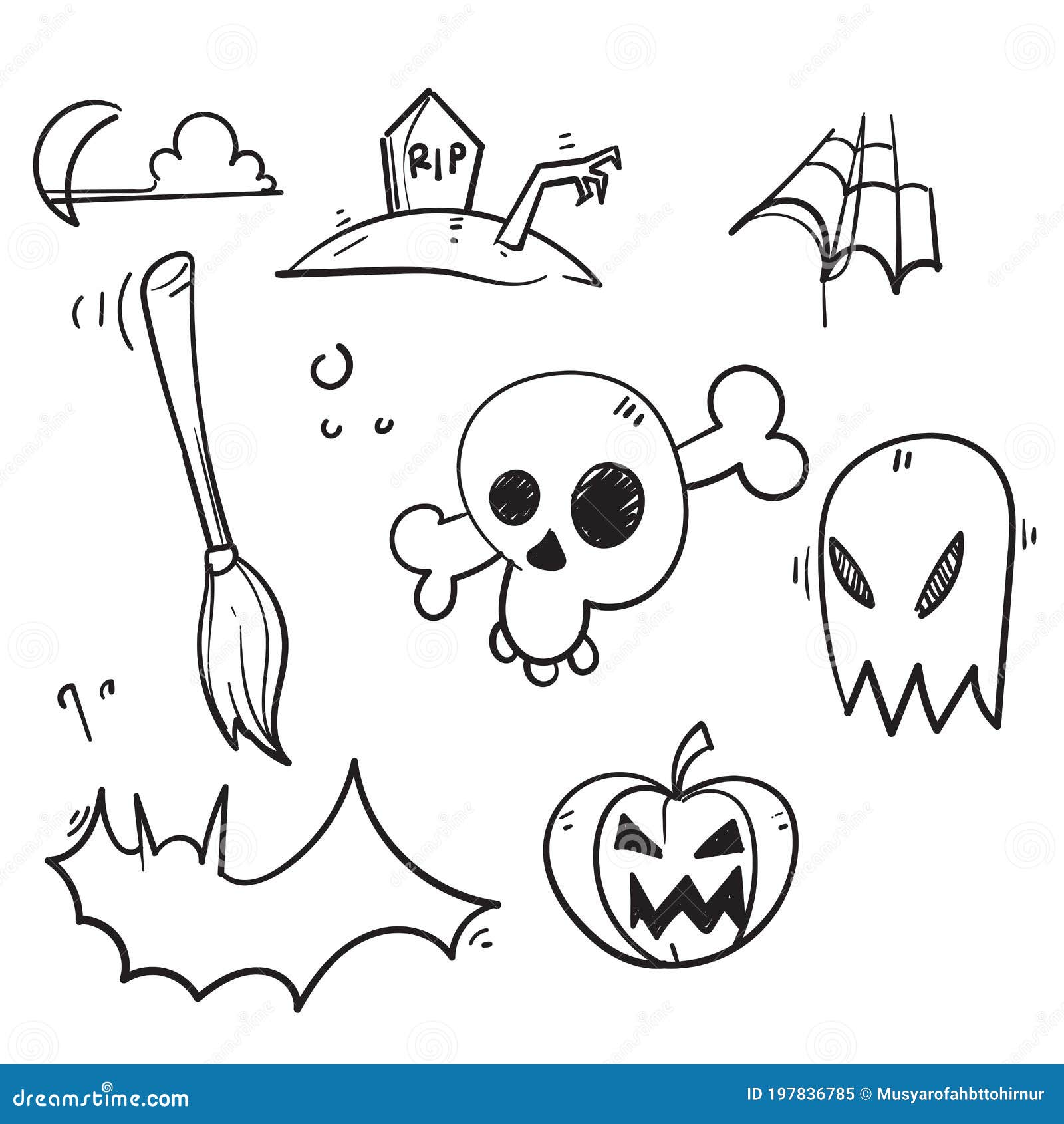 Exemplo De Símbolo De ícone De Halloween Desenhado à Mão Com Estilo De  Desenho Animado Ilustração do Vetor - Ilustração de outono, feriado:  197836785