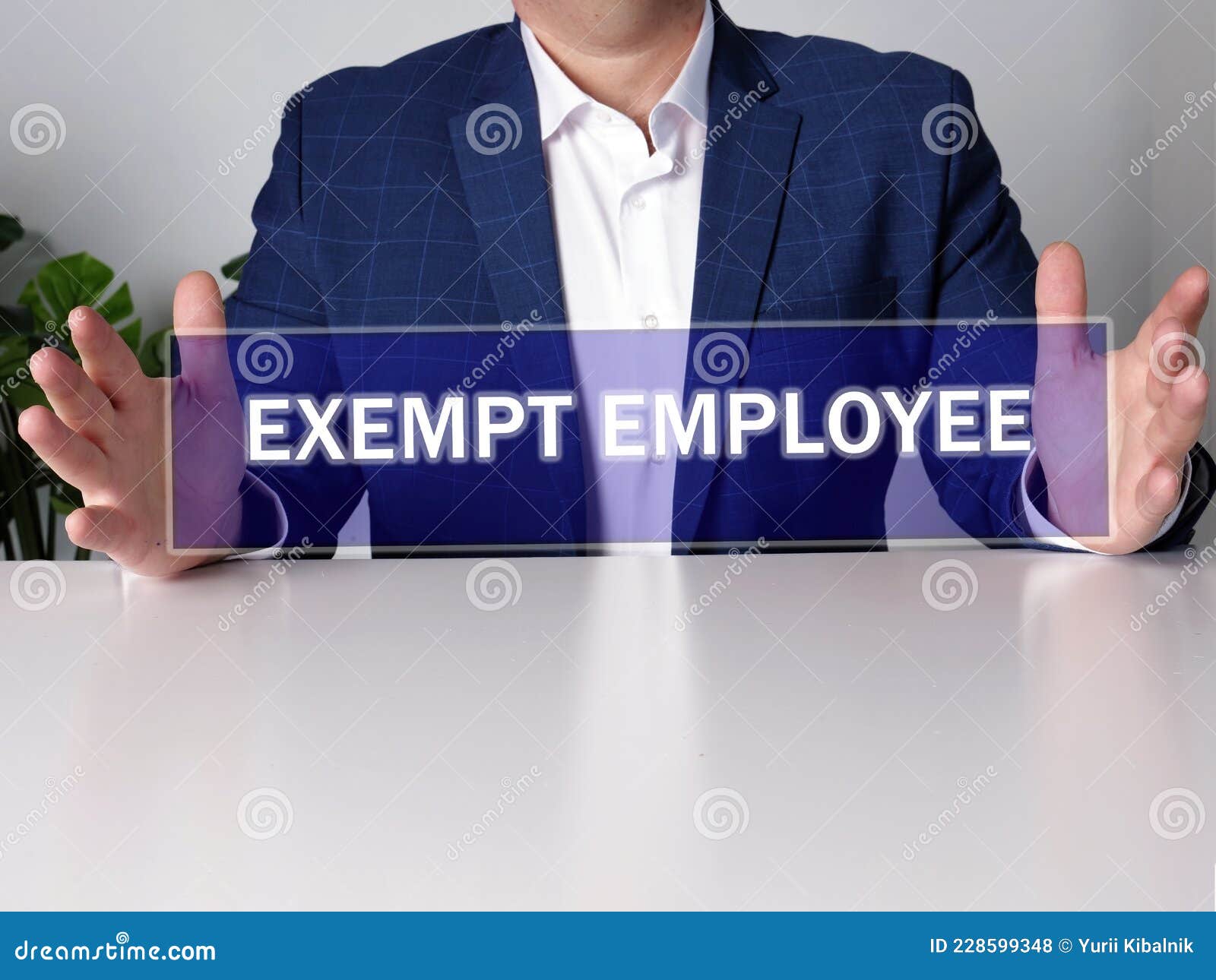 EXEMPT EMPLOYEE Inscription on the Screen Stock Photo Image of