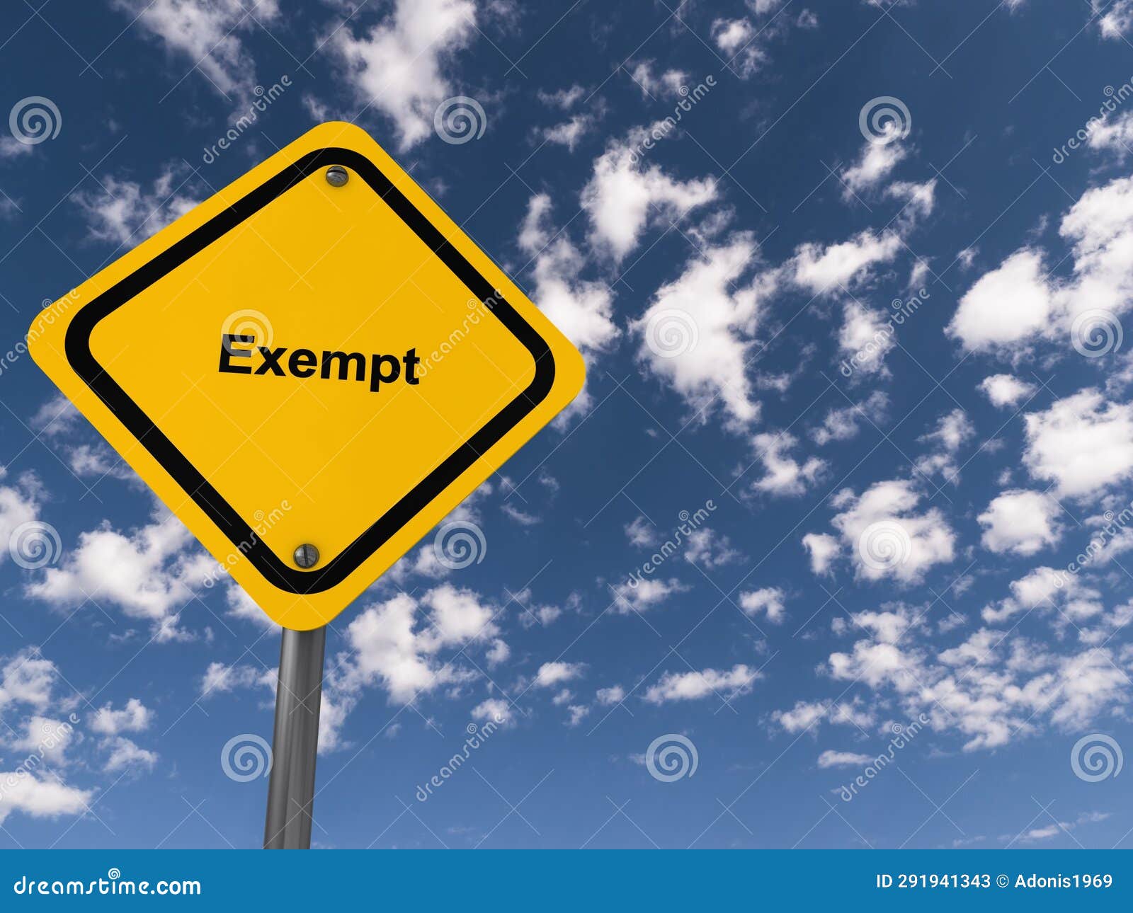 exempt traffic sign on blue sky