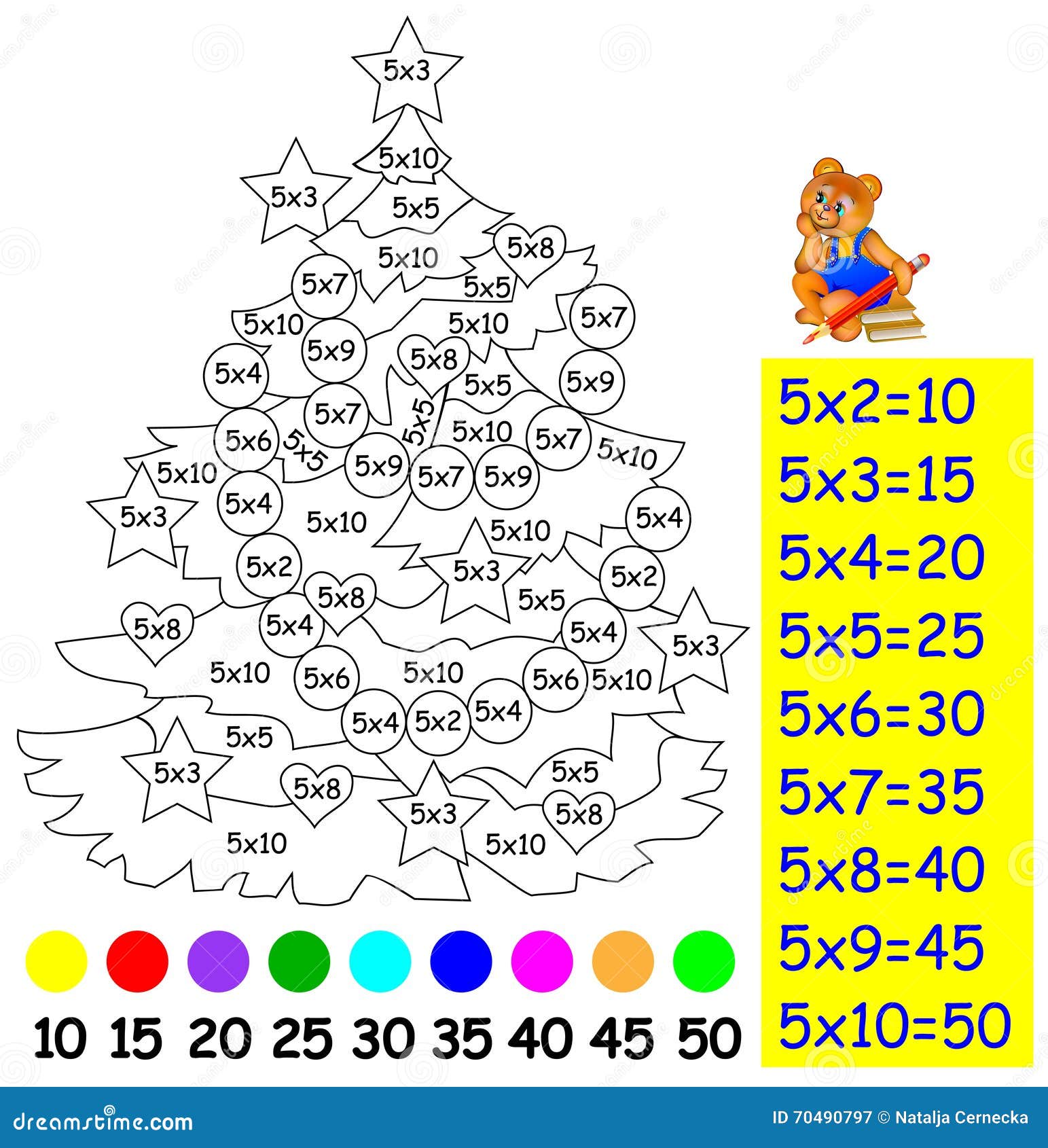 Modelo de vetor de matemática de multiplicação para crianças