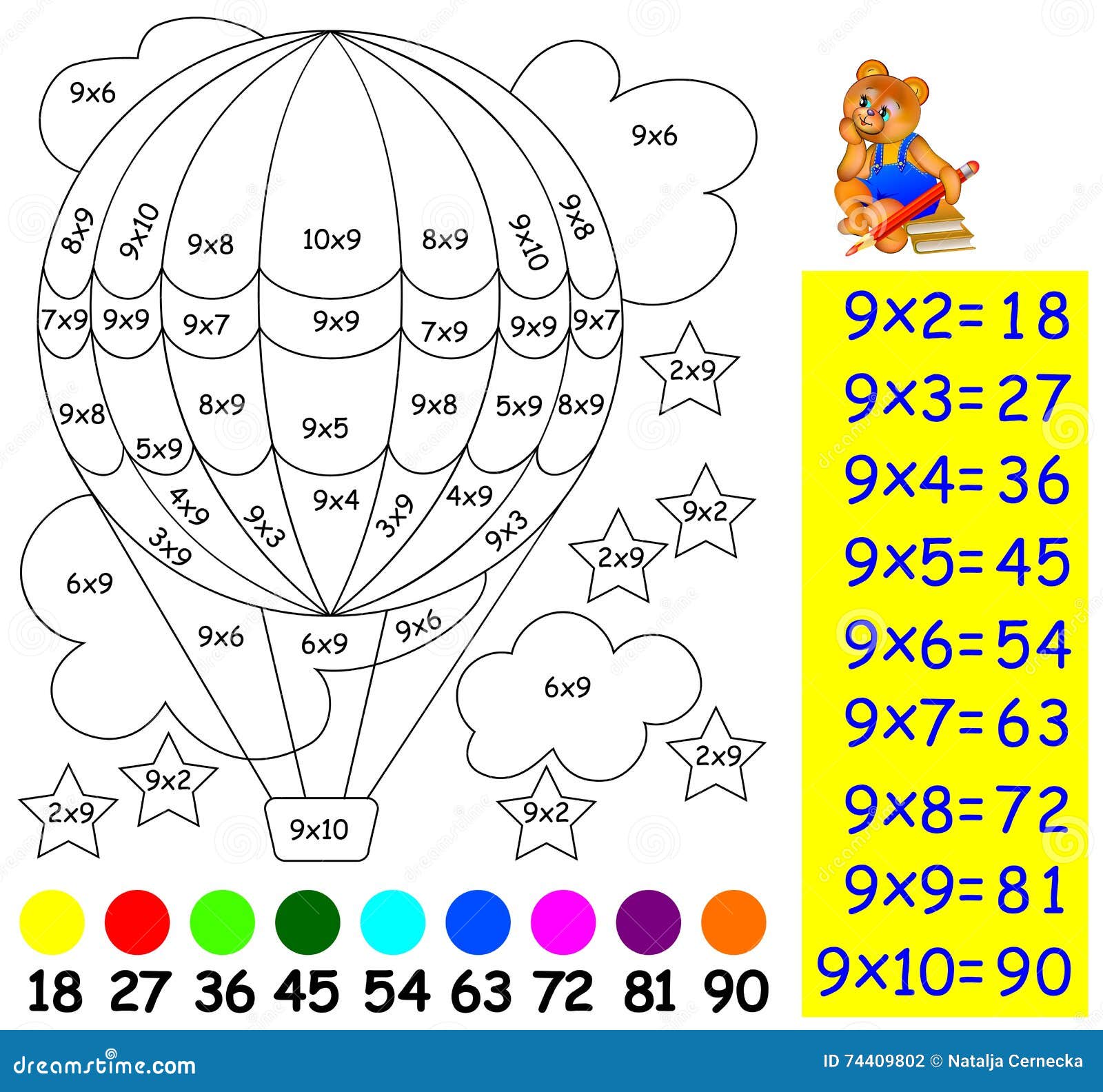 Modelo de vetor de matemática de multiplicação para crianças