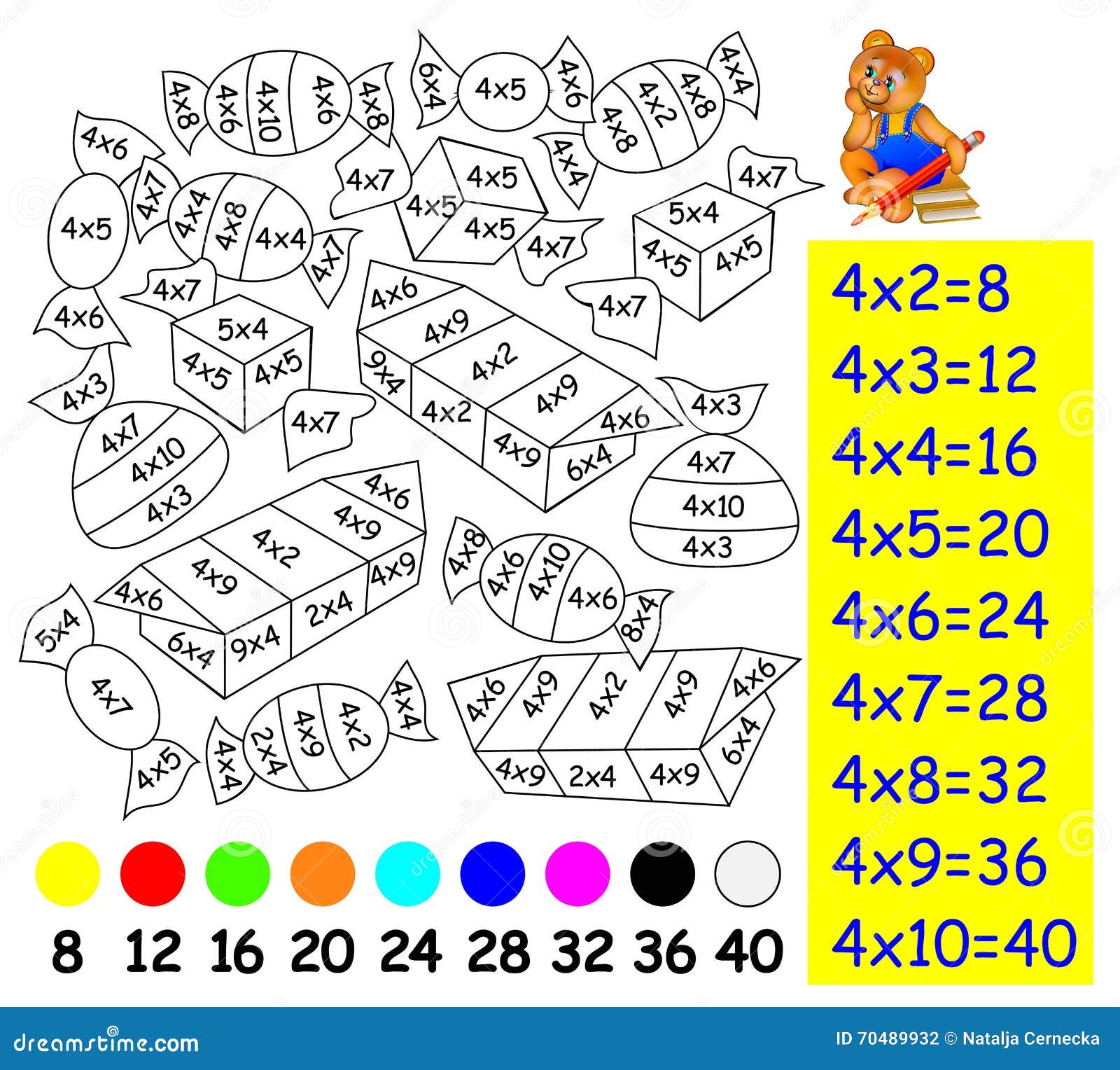 Modelo de vetor de matemática de multiplicação para crianças