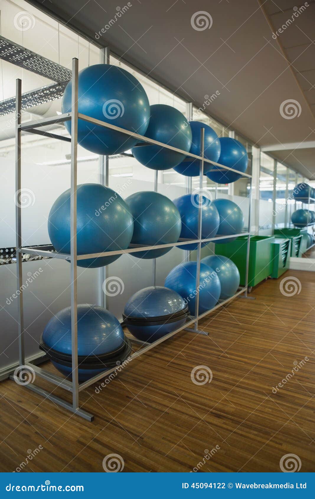Exercise Balls on Rack in Studio Stock Photo Image of exercise, side