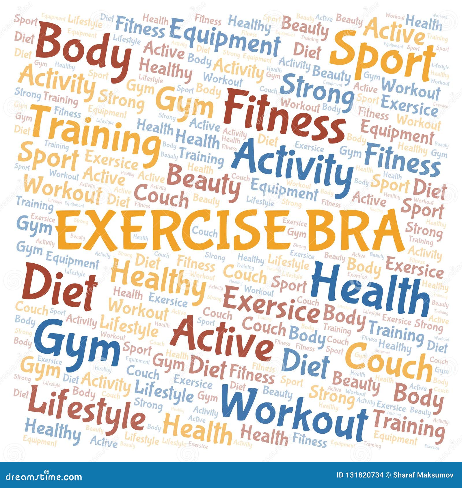 Exercise Bra word cloud stock illustration. Illustration of text