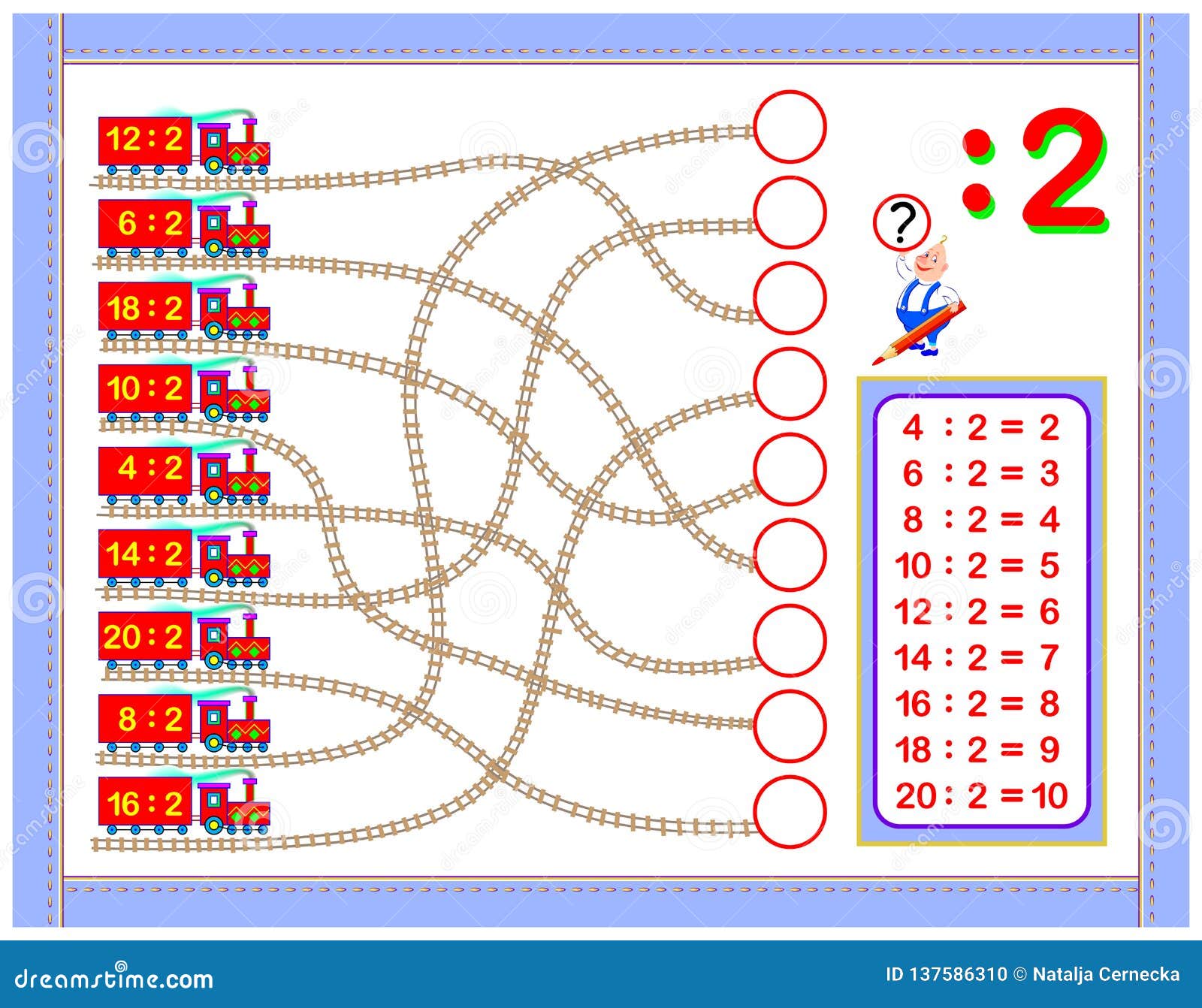 Exercises with Division by 22. Write the Numbers in Correct Circles