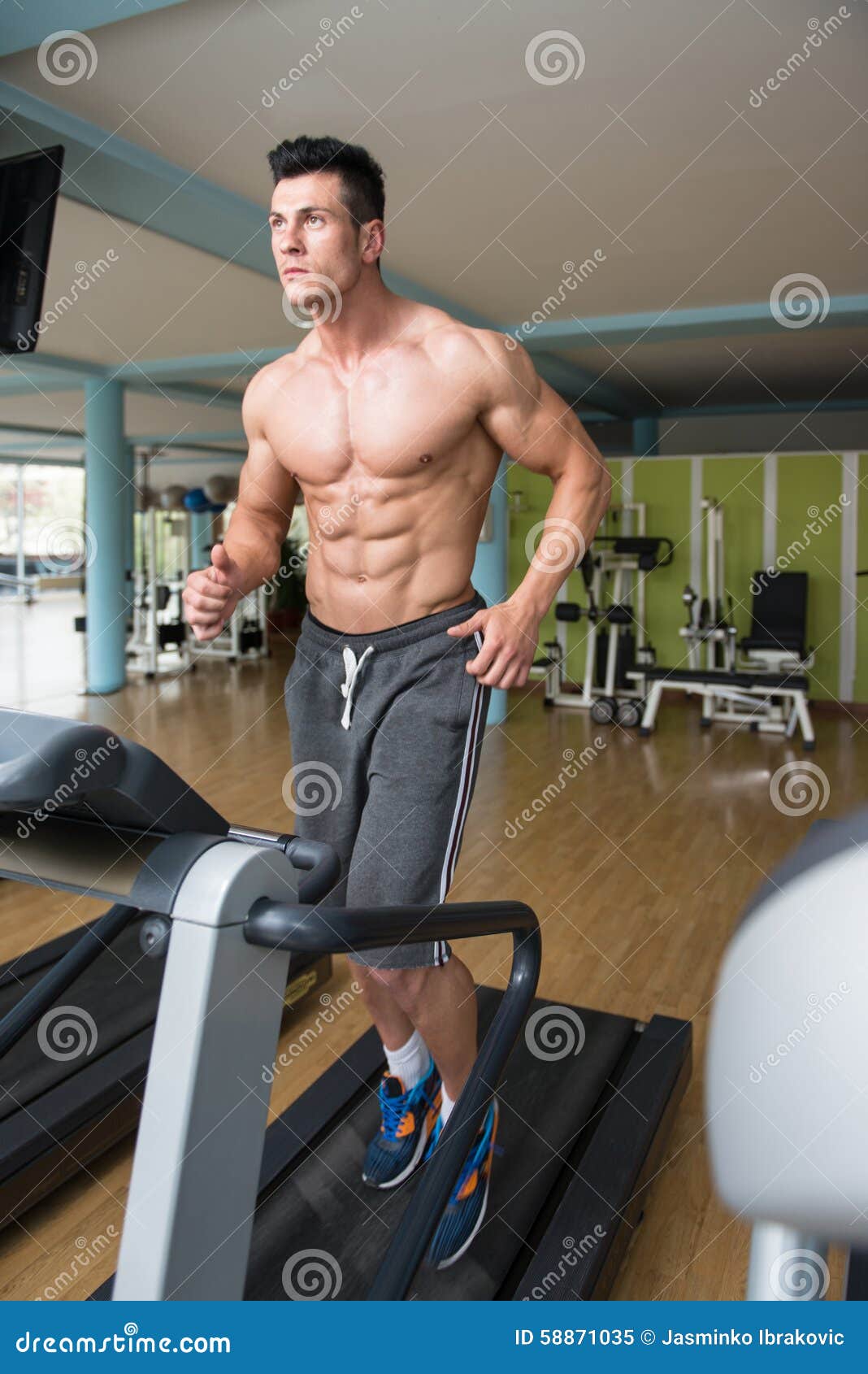 Exercising On A Treadmill Stock Image Image Of Indoors