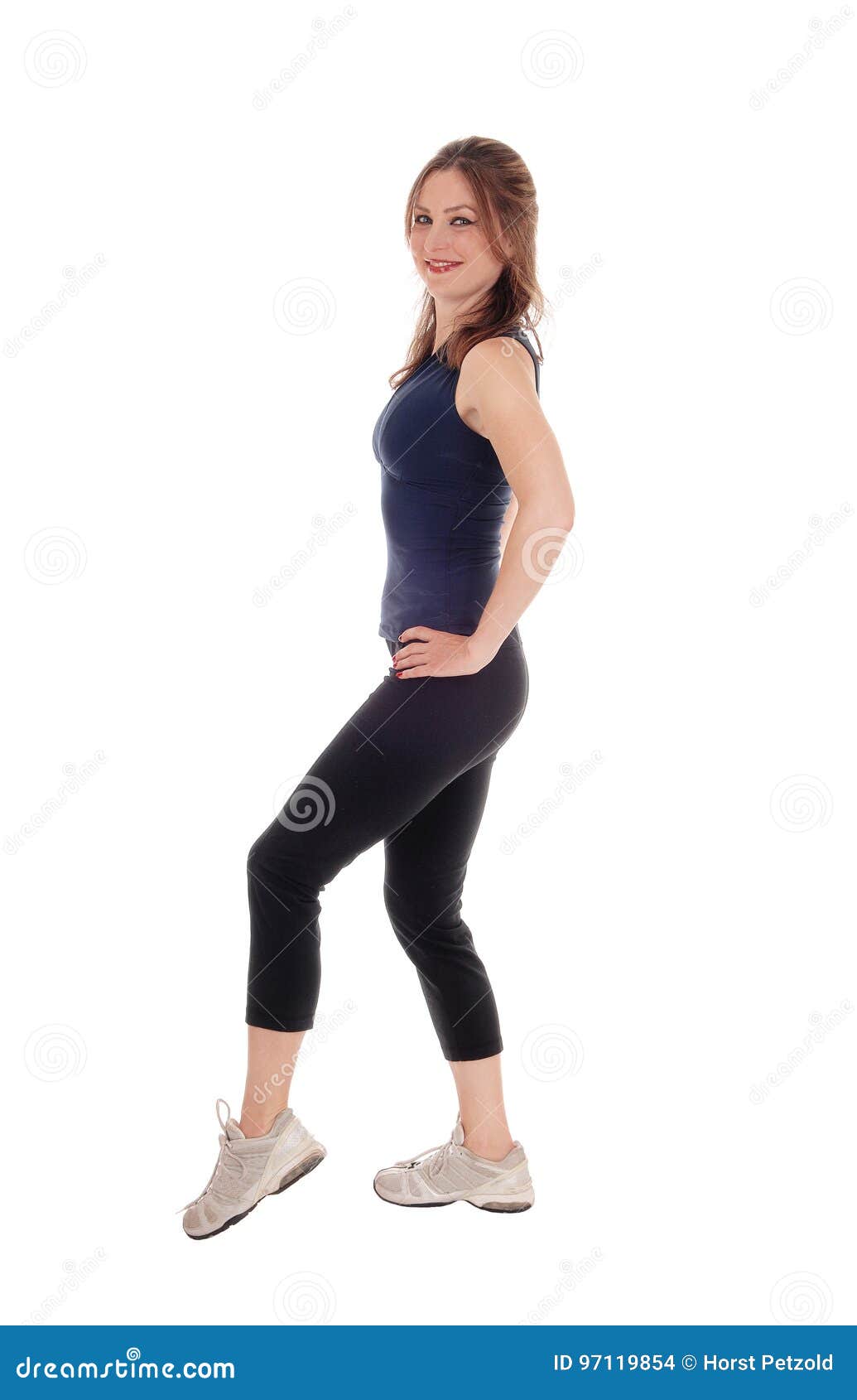 Exercising Woman with Her Hands on Hip Stock Photo - Image of length ...