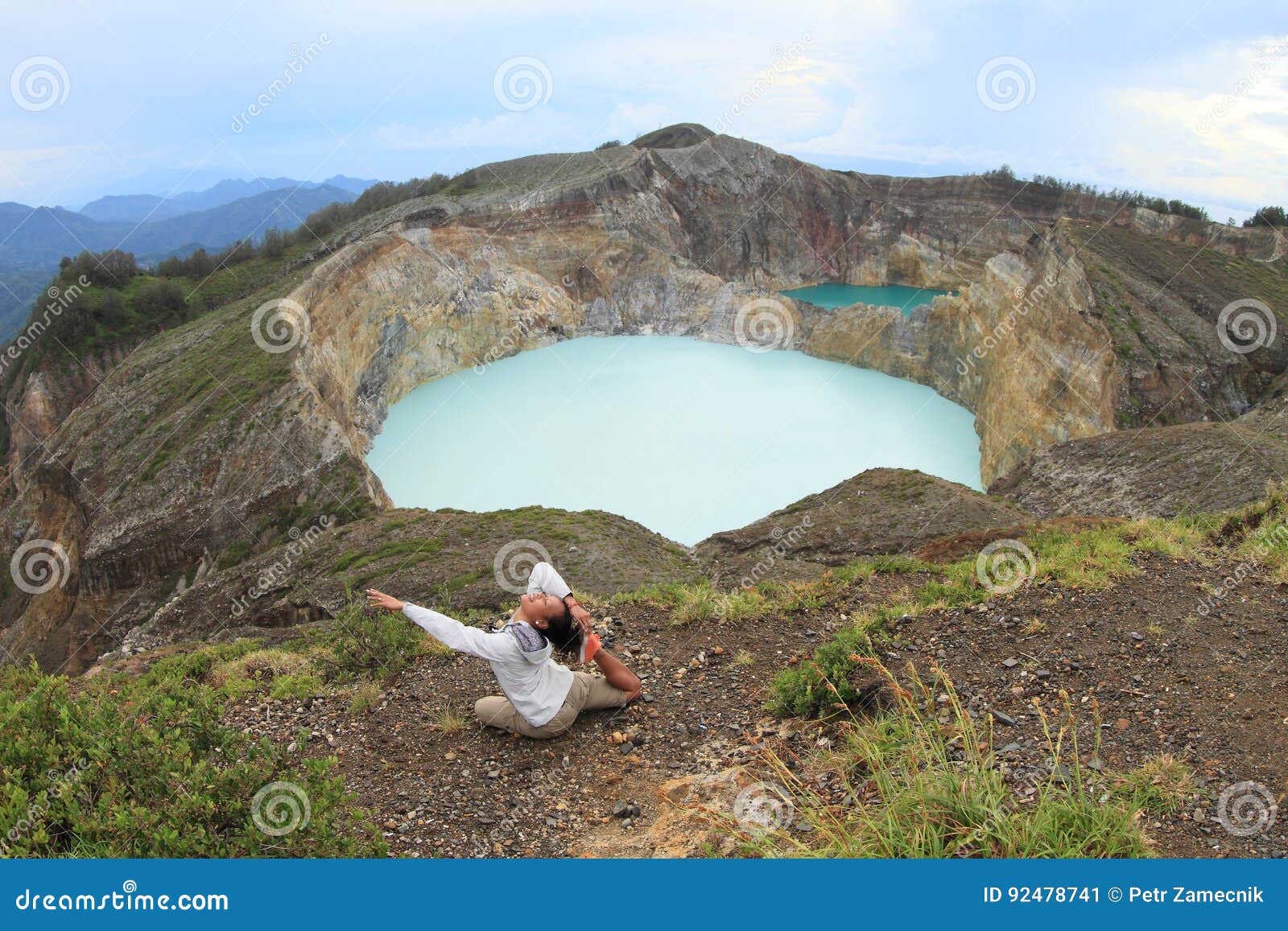 exercising yoga on kelimutu