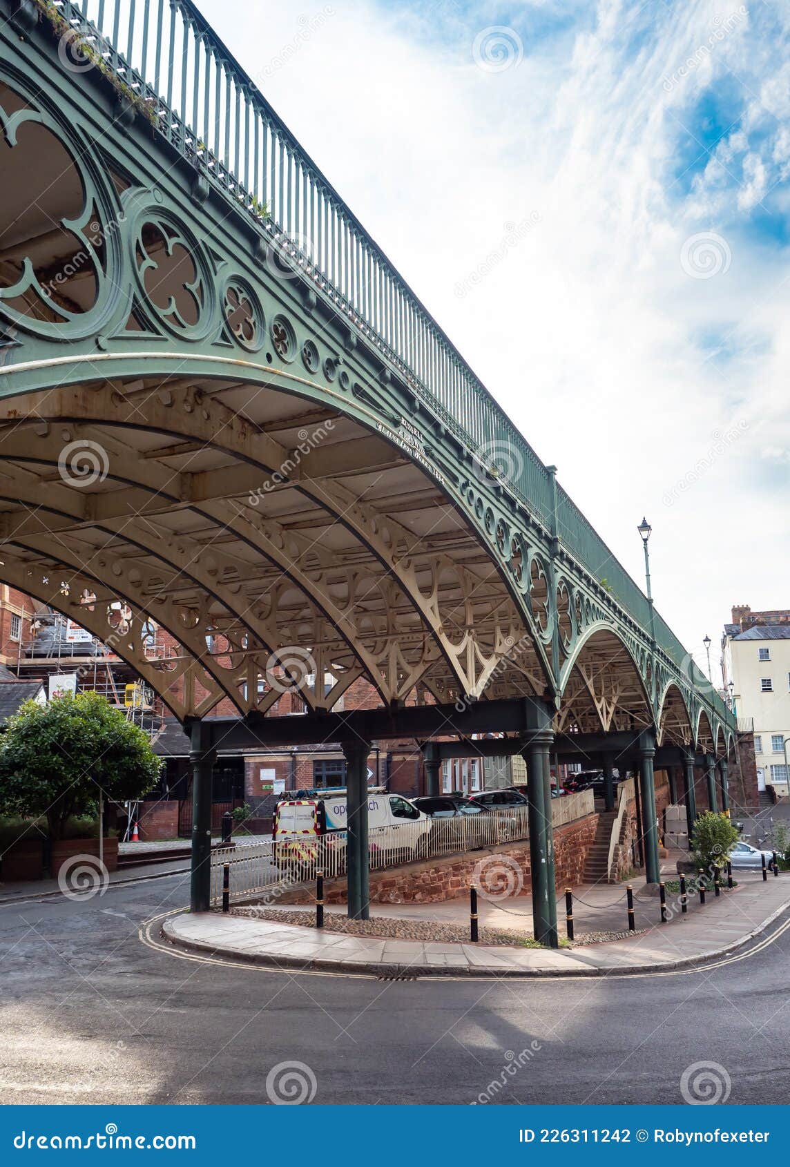 EXETER, DEVON, UK August 3 2021 Section of Iron Bridge Viewed from Exe Street Editorial