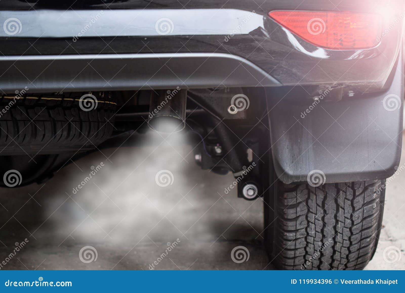 exhaust from black car , air pollution concept
