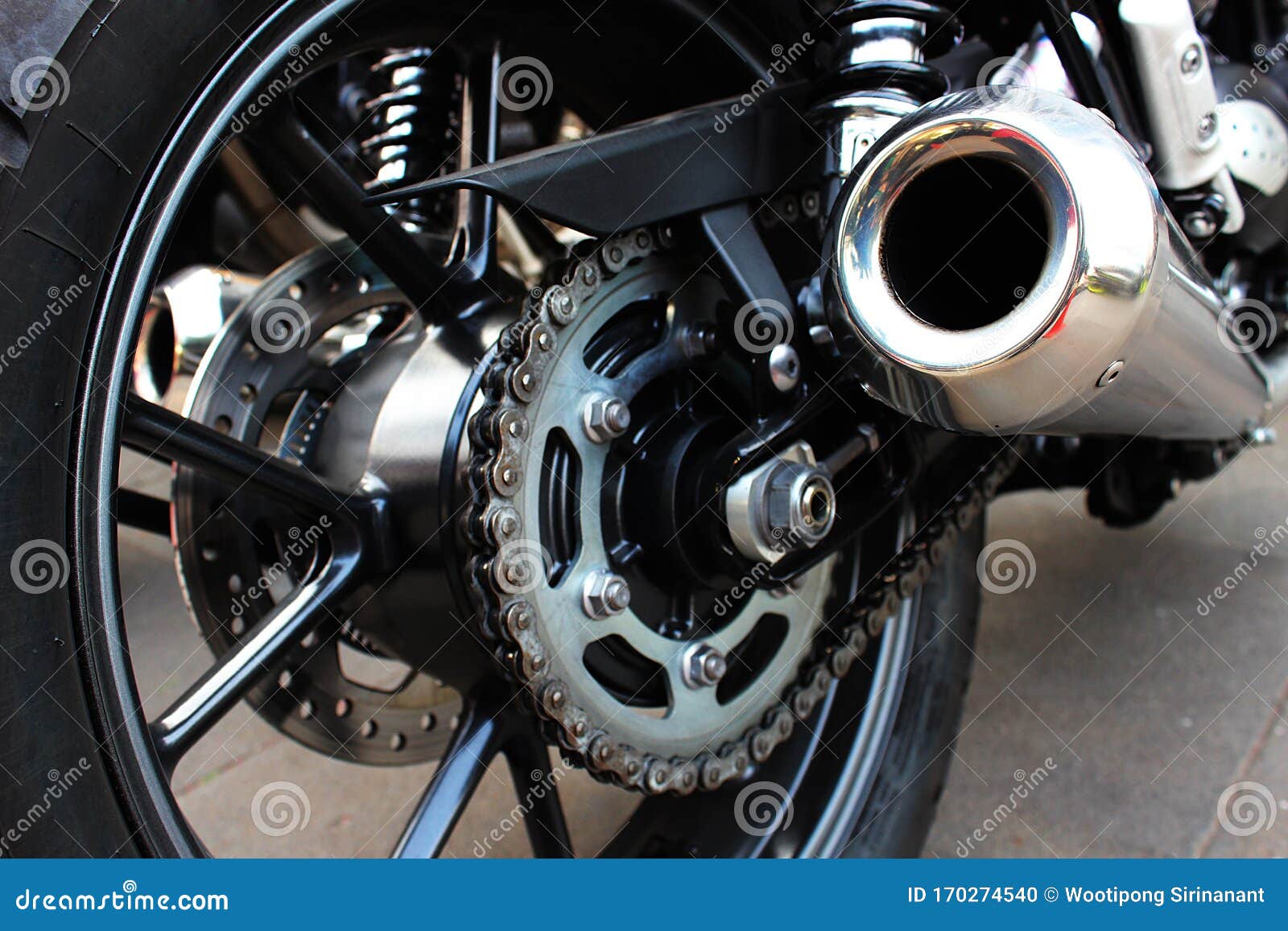 Exhaust Pipe of the Big Bike Stock Photo Image of auto, close 170274540