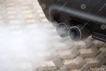 Exhaust Pipe of a Car Blowing Stock Image - Image of effect, carbon ...