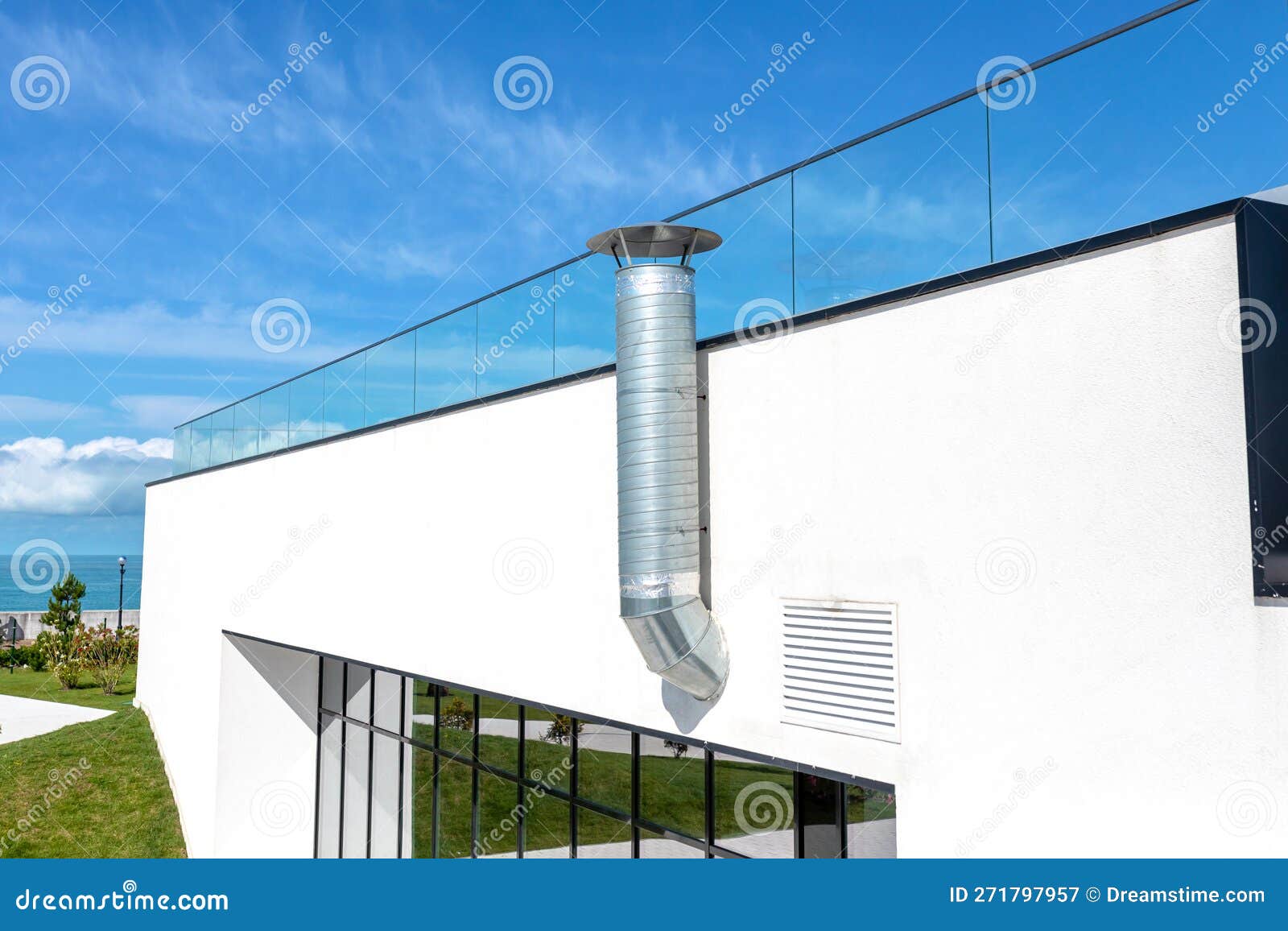 Exhaust Pipe on the Roof of the Building. Ventilation Stock Image