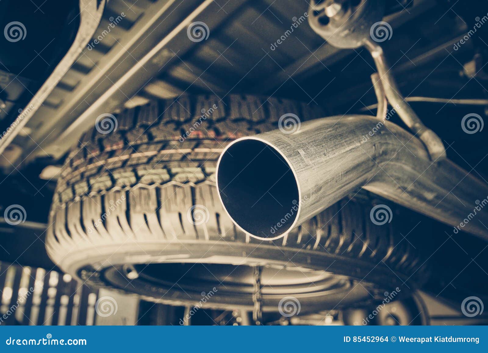 Exhaust pipe of a truck stock photo. Image of repair - 85452964