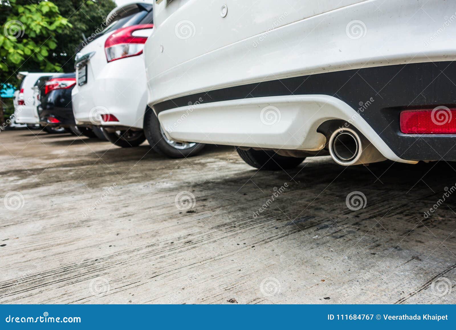 Exhaust Pipe of a White Car Stock Image Image of silencer, smoke