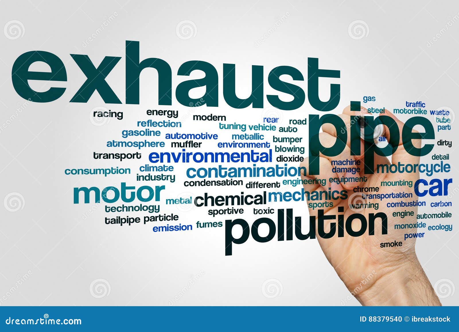 Exhaust pipe word cloud stock photo. Image of automobile 88379540