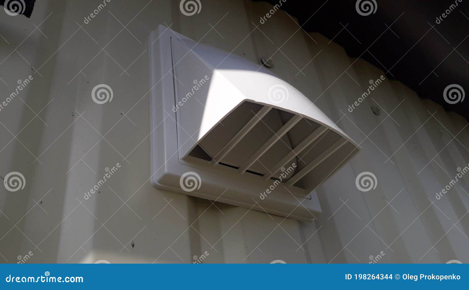 Exhaust Ventilation Technology in the Wall of the House Stock Photo