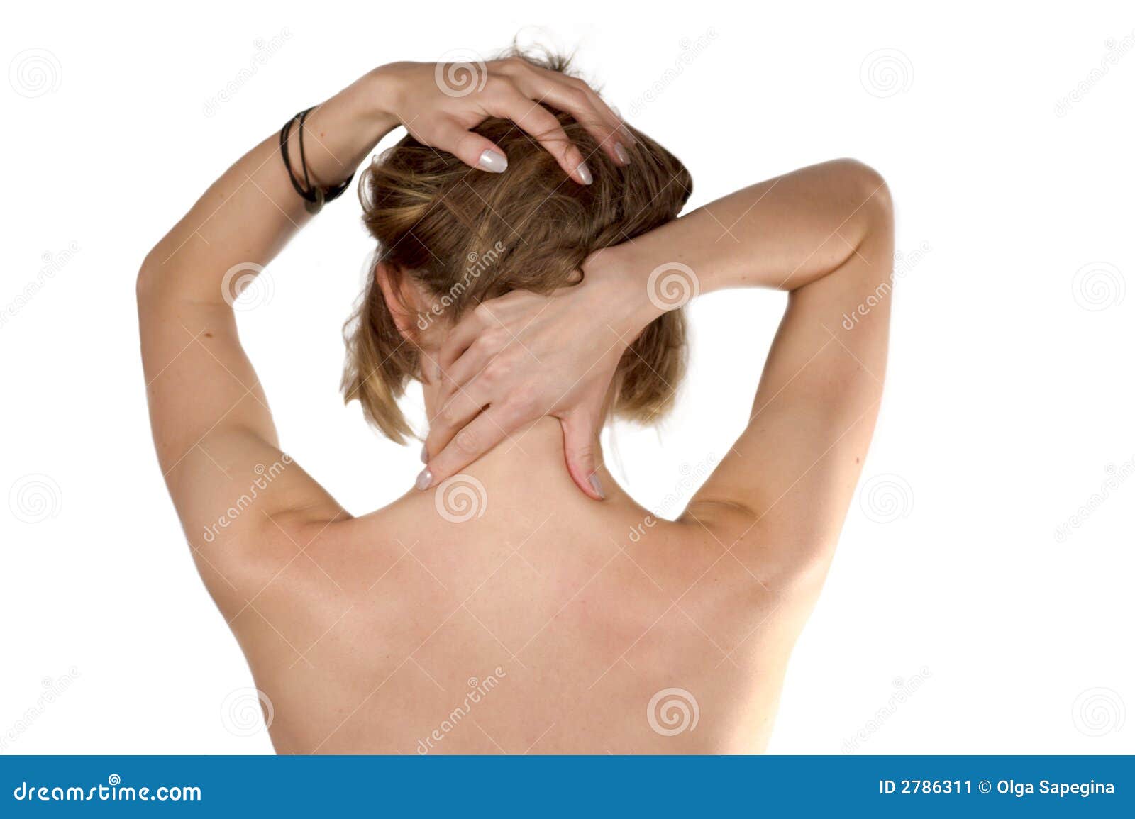 Exhausted Girl Selfmassage Stock Image Image of expression, injury