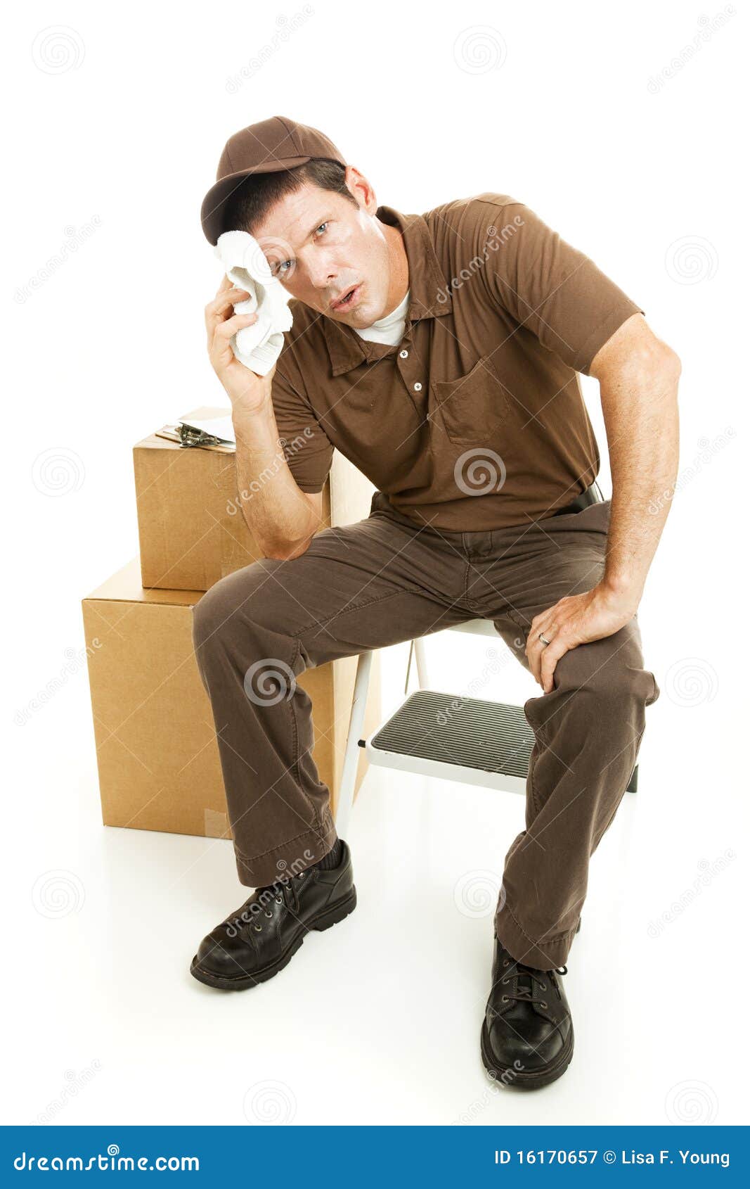 Exhausted Mover Takes a Break Stock Image Image of package, body