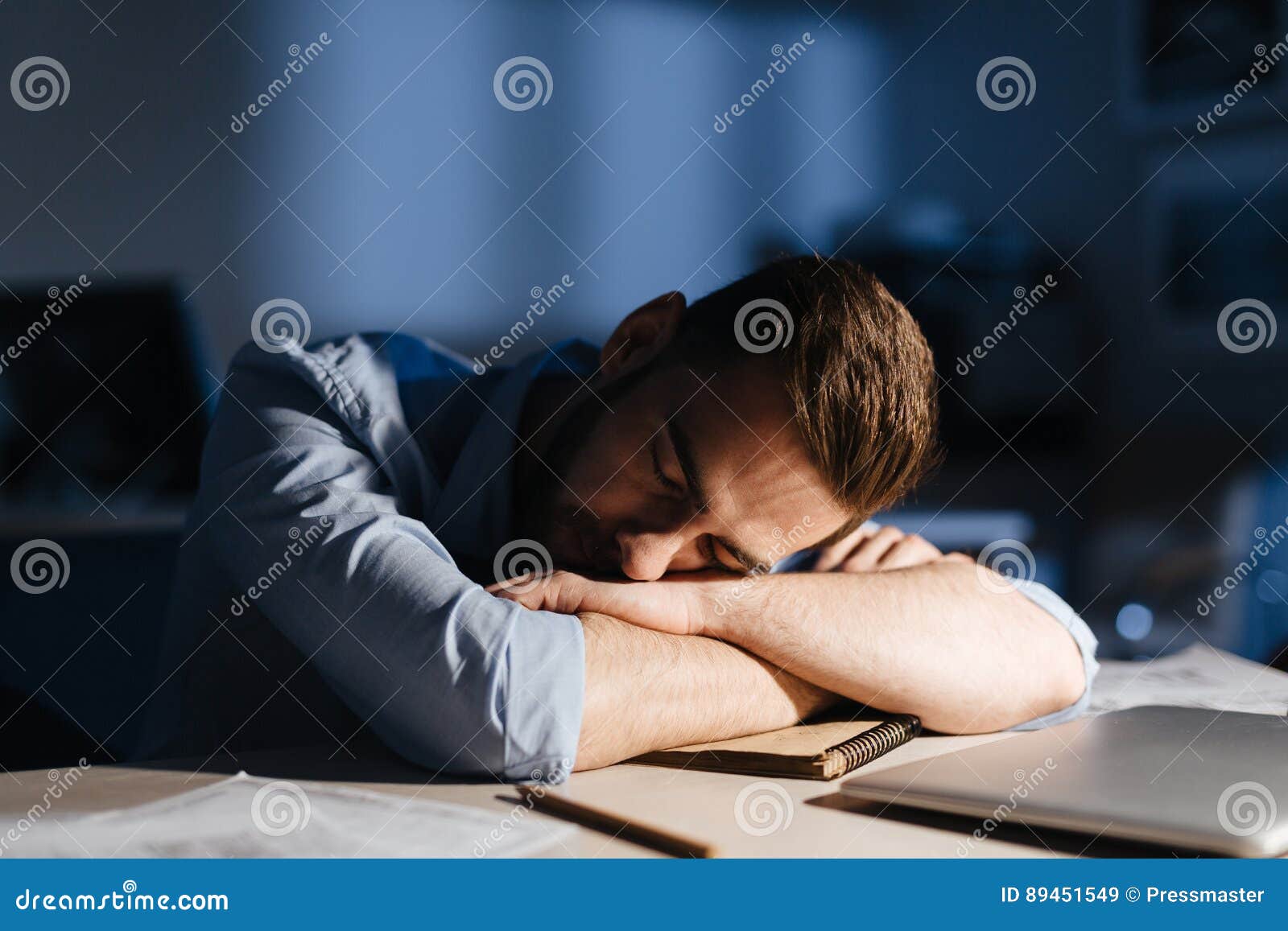 Exhausted Office Worker Falling Asleep At Desk Stock Image Image