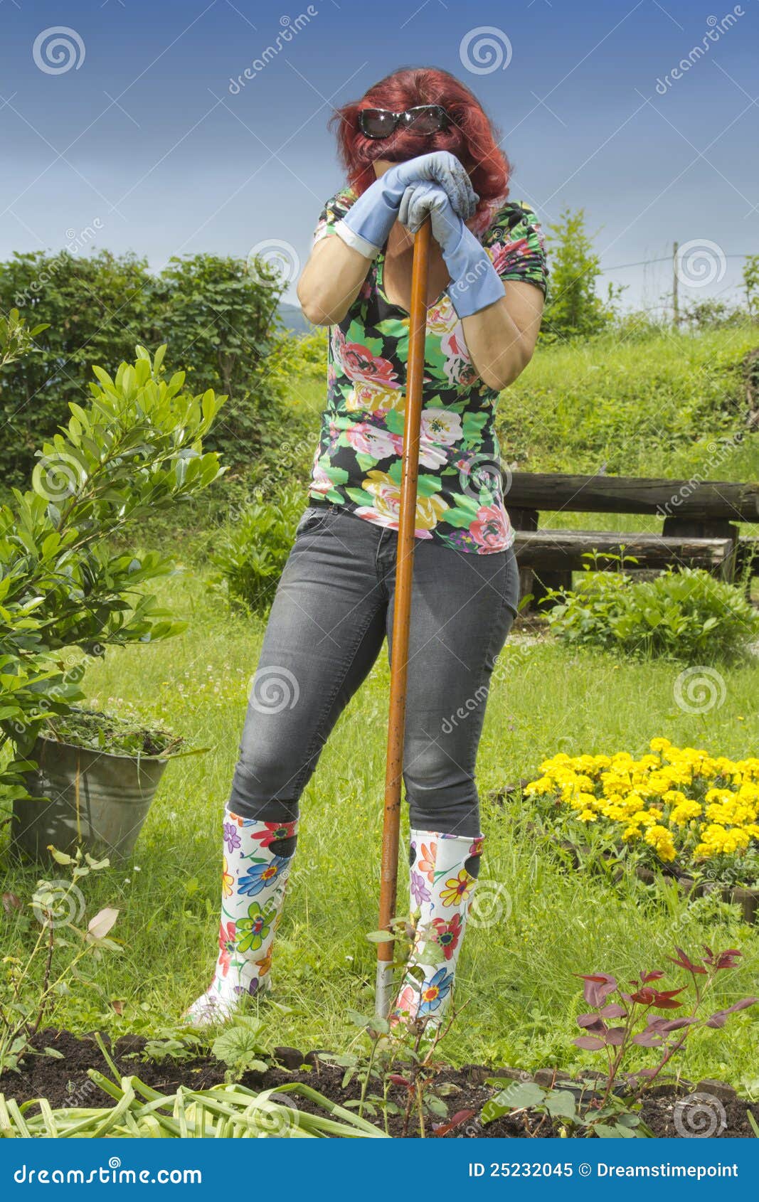 Exhausted Woman Gardener Resting Stock Image - Image of caucasian ...