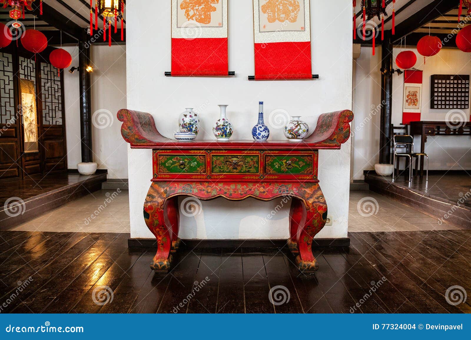 The Exhibit the Traditional Chinese Interior Rooms, Chinese Furniture Editorial Stock Image