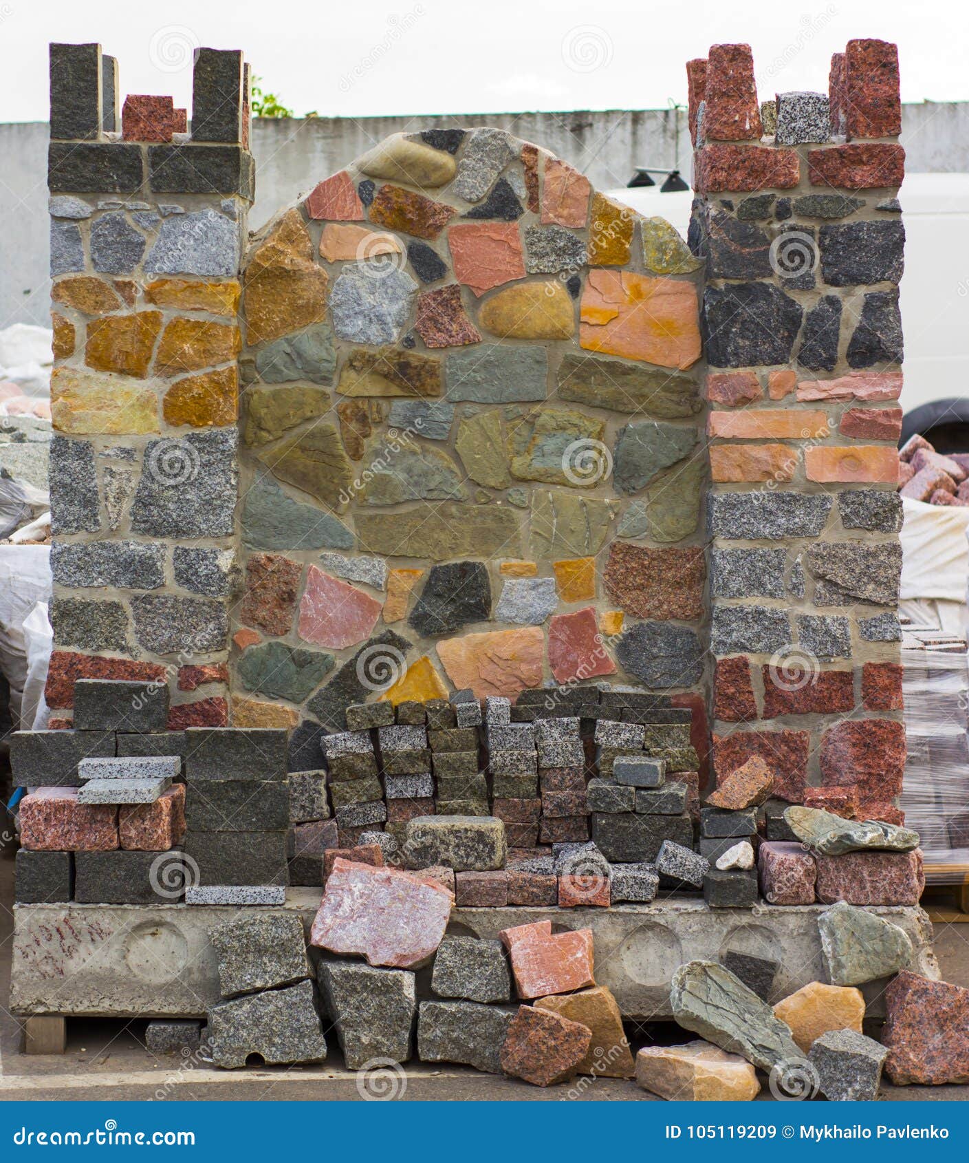 Exhibition Fence Sample from Decorative Concrete Blocks Stock Image