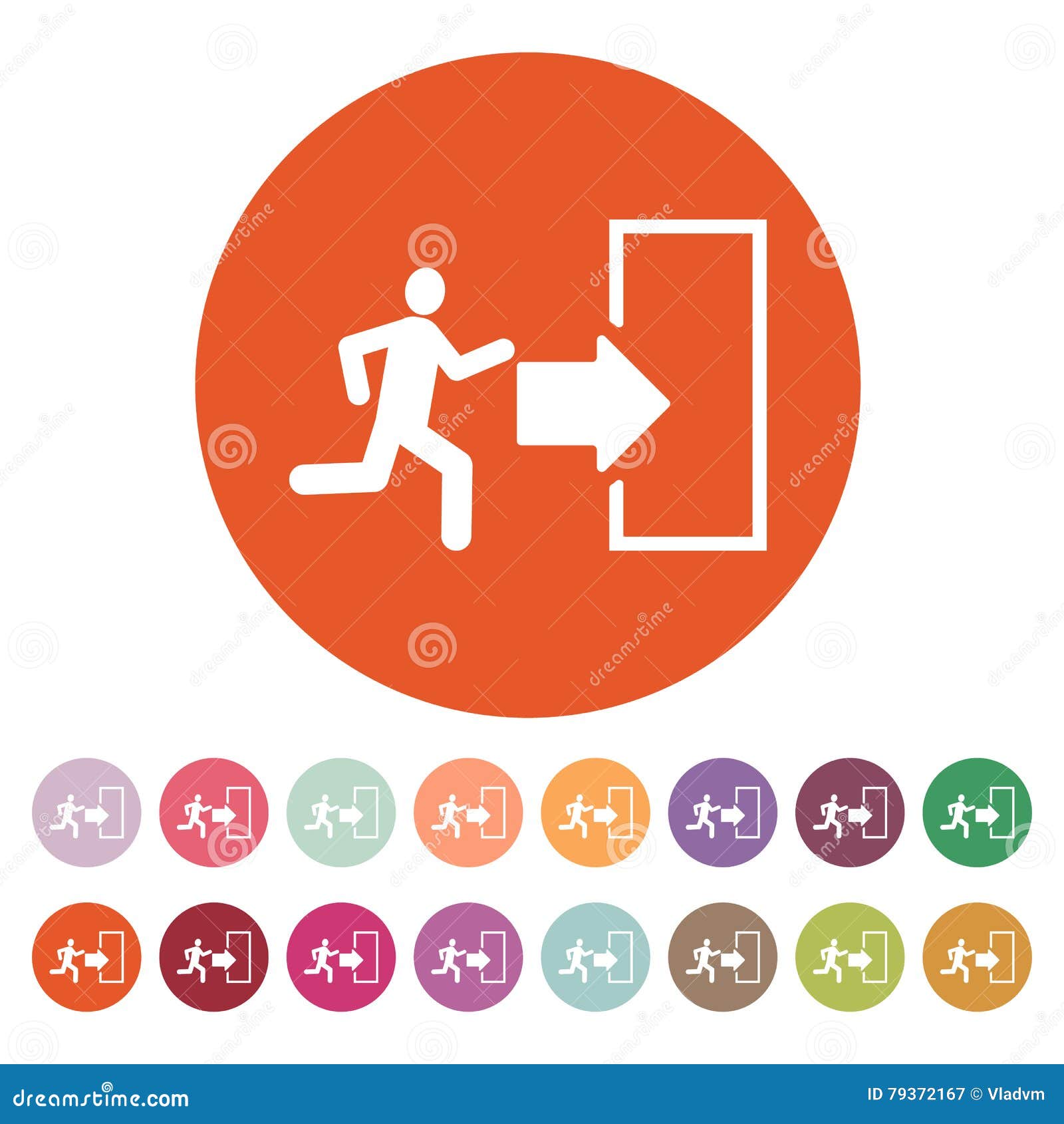 the exit icon. emergency exit . flat