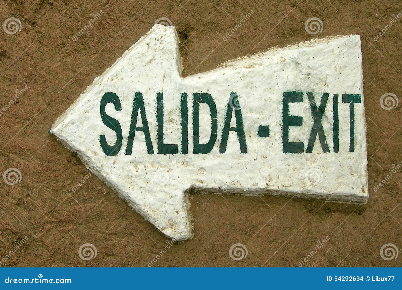 exit salida signal sign arrow bilingual