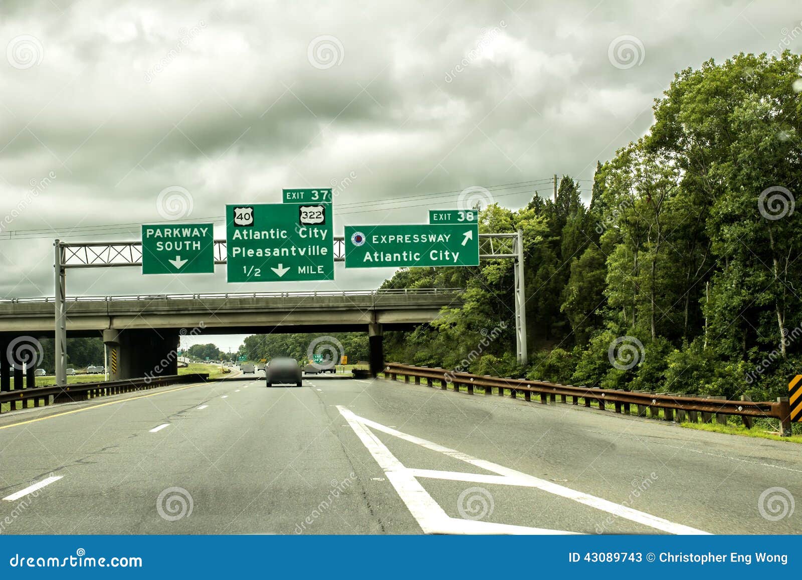 Exit To Atlantic City Stock Image Image Of Trees Road 43089743