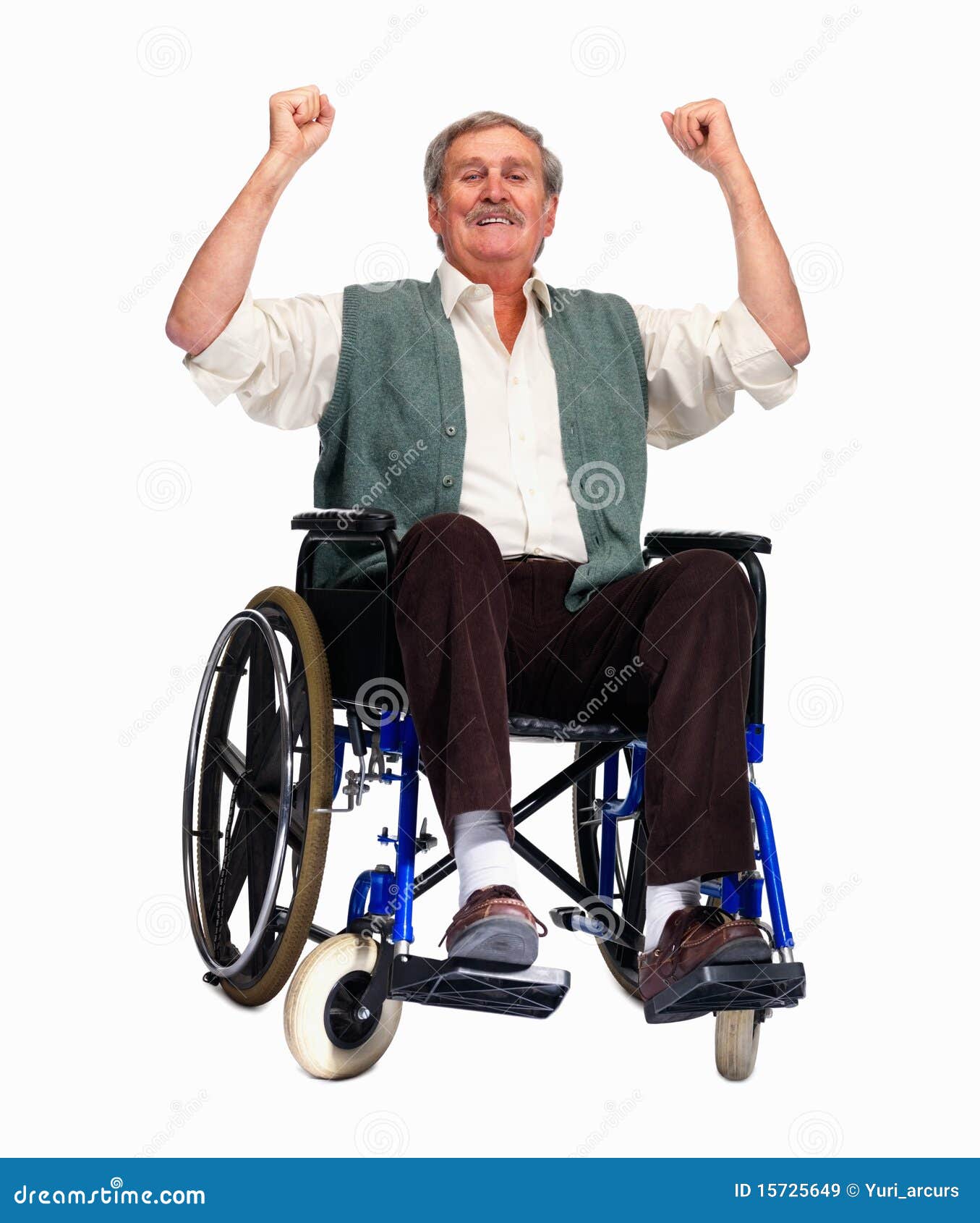 Exited Older Man Sitting Isolated on a Wheelchair Stock Image - Image ...