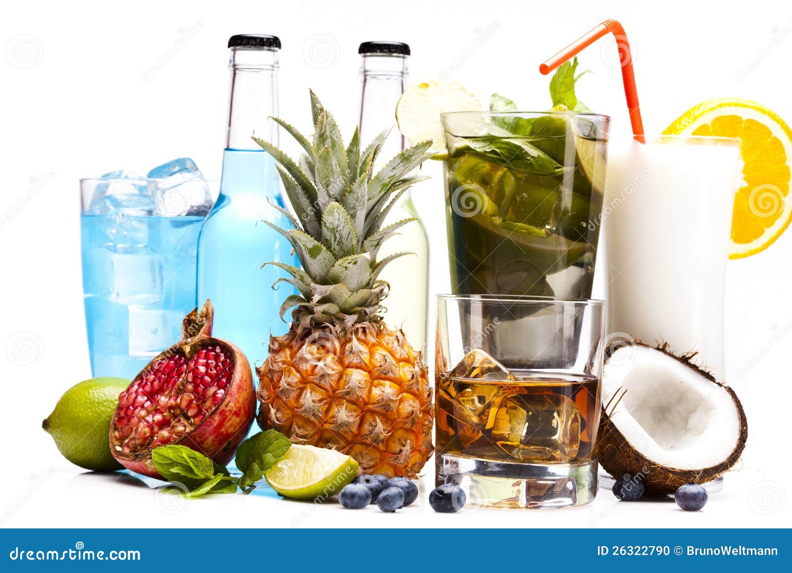 Exotic Drinks Set with Fruits Stock Photo Image of party, cold 26322790
