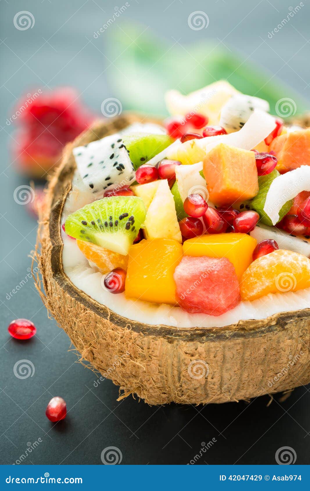 Exotic fruit salad stock image. Image of eating, coco 42047429