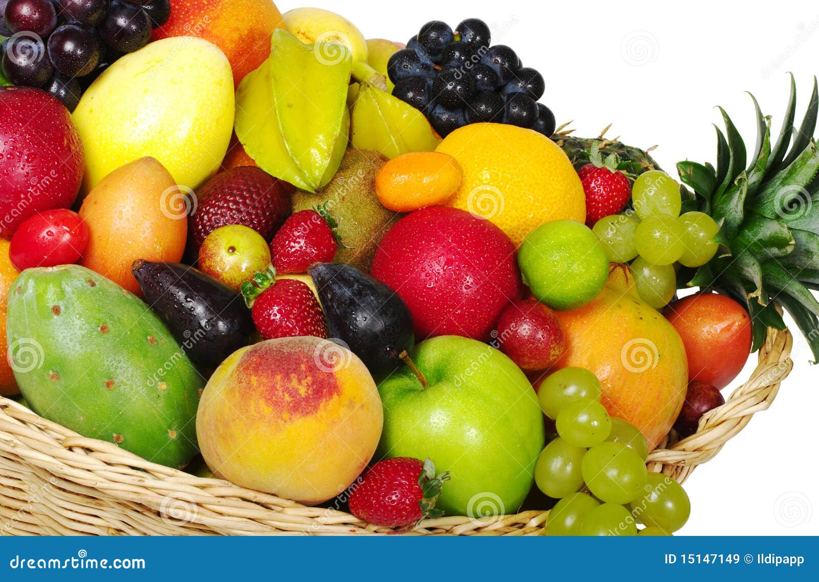 Exotic Fruits in Basket stock image. Image of cactus 15147149