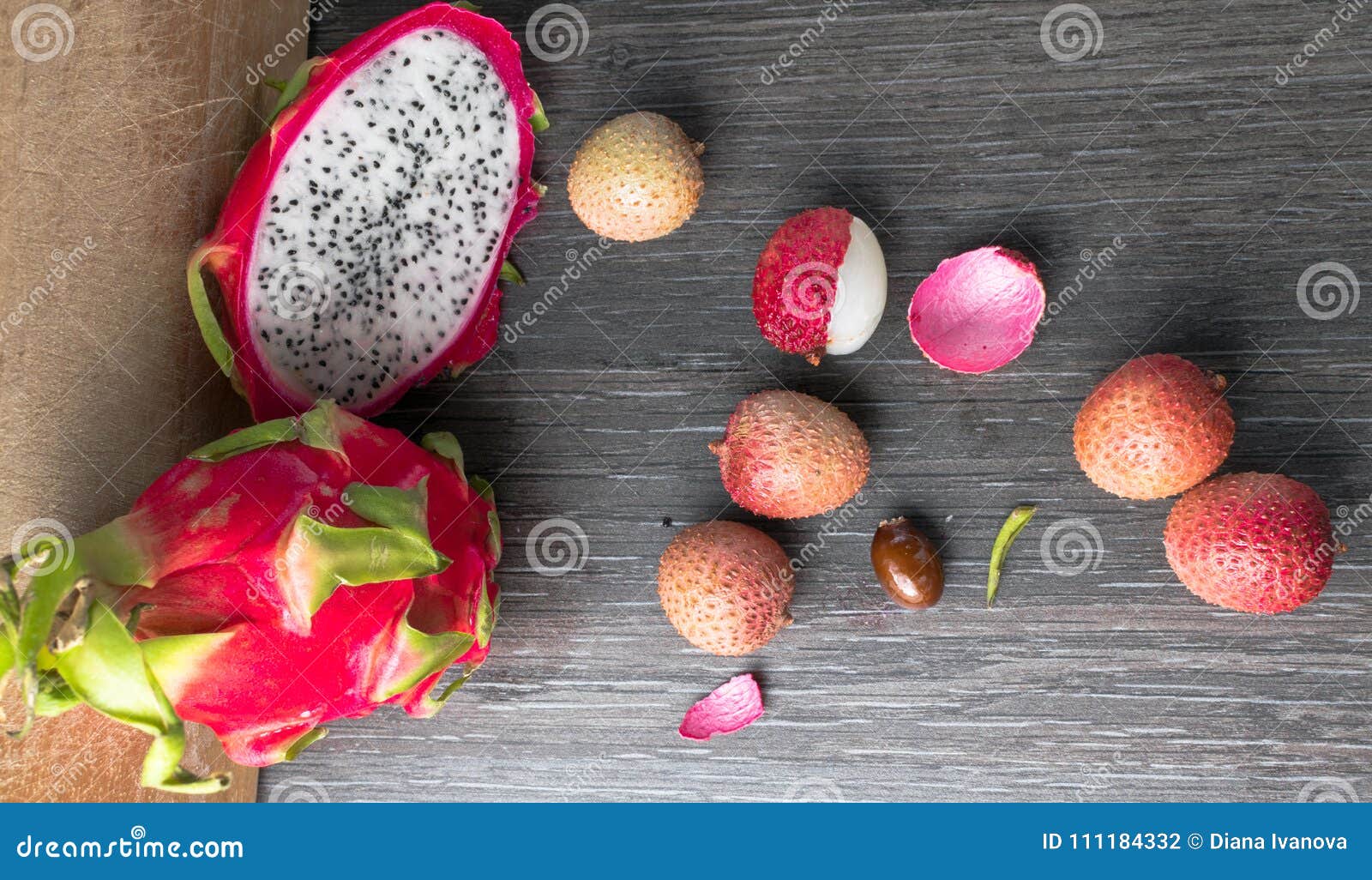 Exotic Fruits Lychees and Dragon Fruit Stock Photo Image of eating