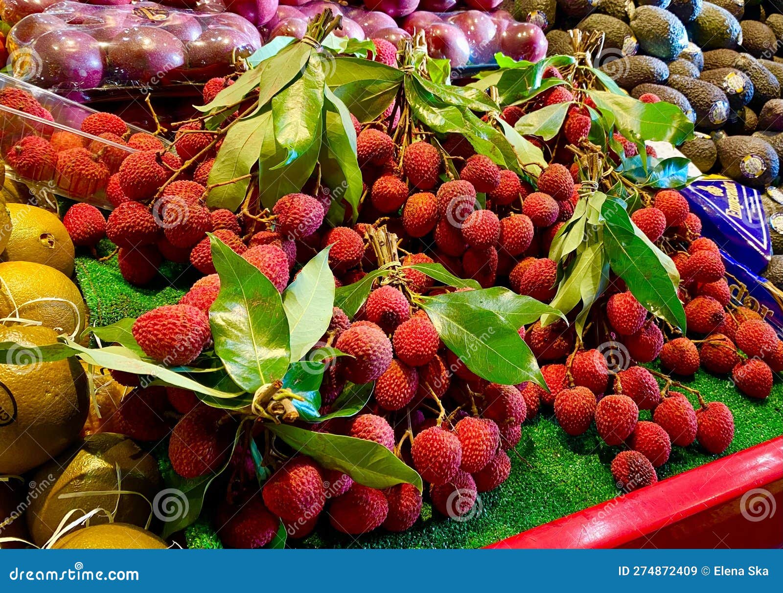 Exotic Lychee Fruit at the Market Stock Image Image of dessert, display 274872409