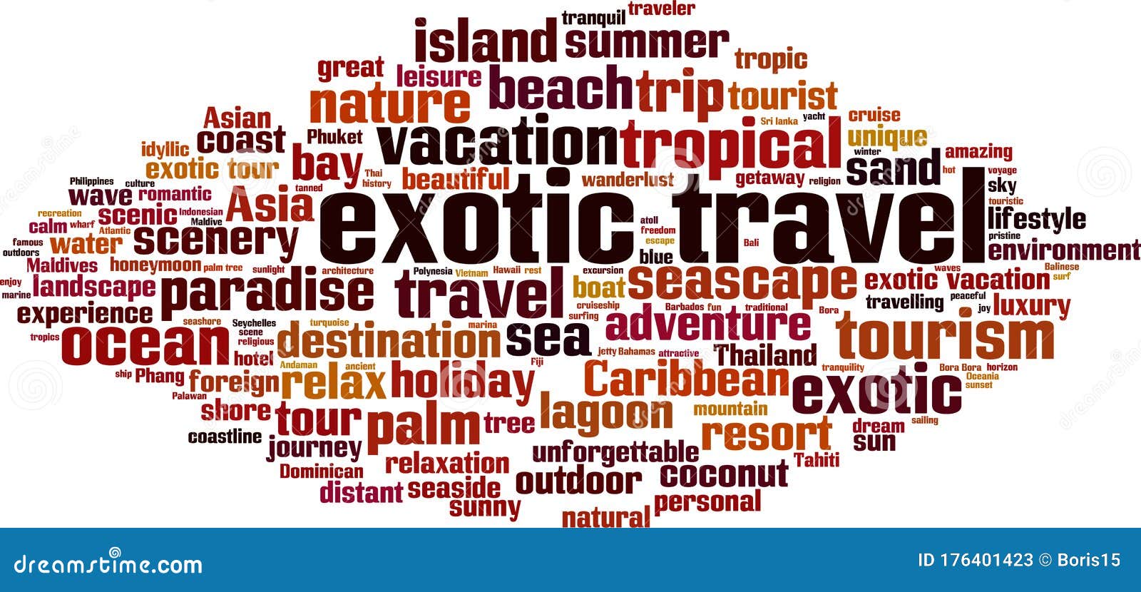 Exotic travel word cloud stock vector. Illustration of freedom 176401423