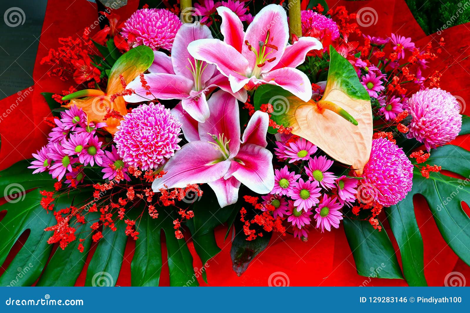 Exotic Tropical Flowers Bouquet Arrangement Stock Photo Image Of Bloom Vivid 129283146