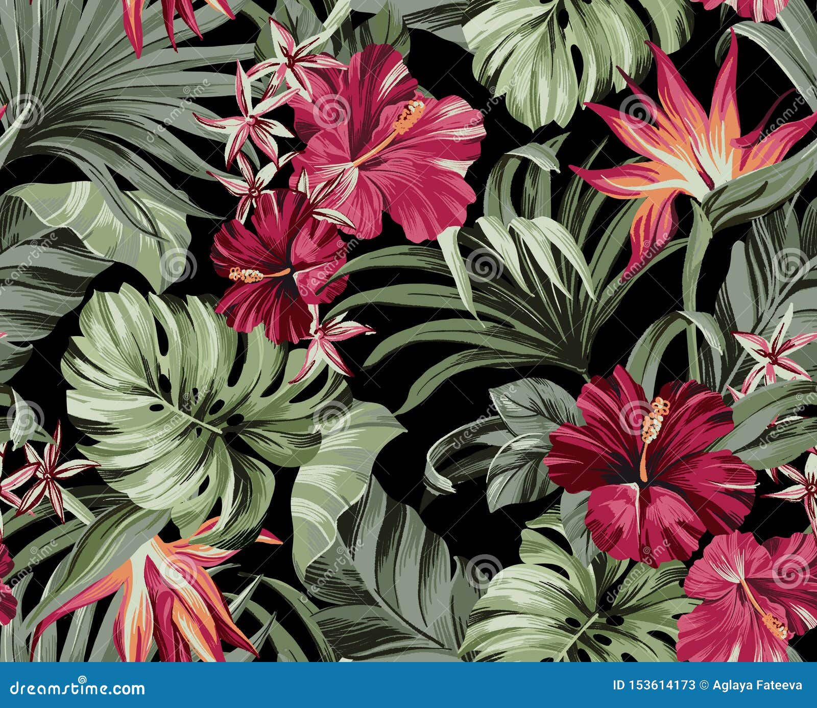 Exotic Tropical Flowers Pattern in Trendy Colors Stock Illustration - Illustration of jungle, botanical: 153614173 Exotic Tropical Flowers Pattern in Trendy Colors Stock Illustration - Illustration of jungle, botanical: 153614173