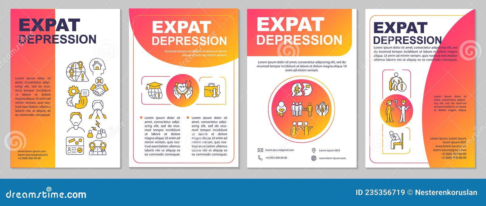 Expat Depression Brochure Template Cartoon Vector | CartoonDealer.com ...