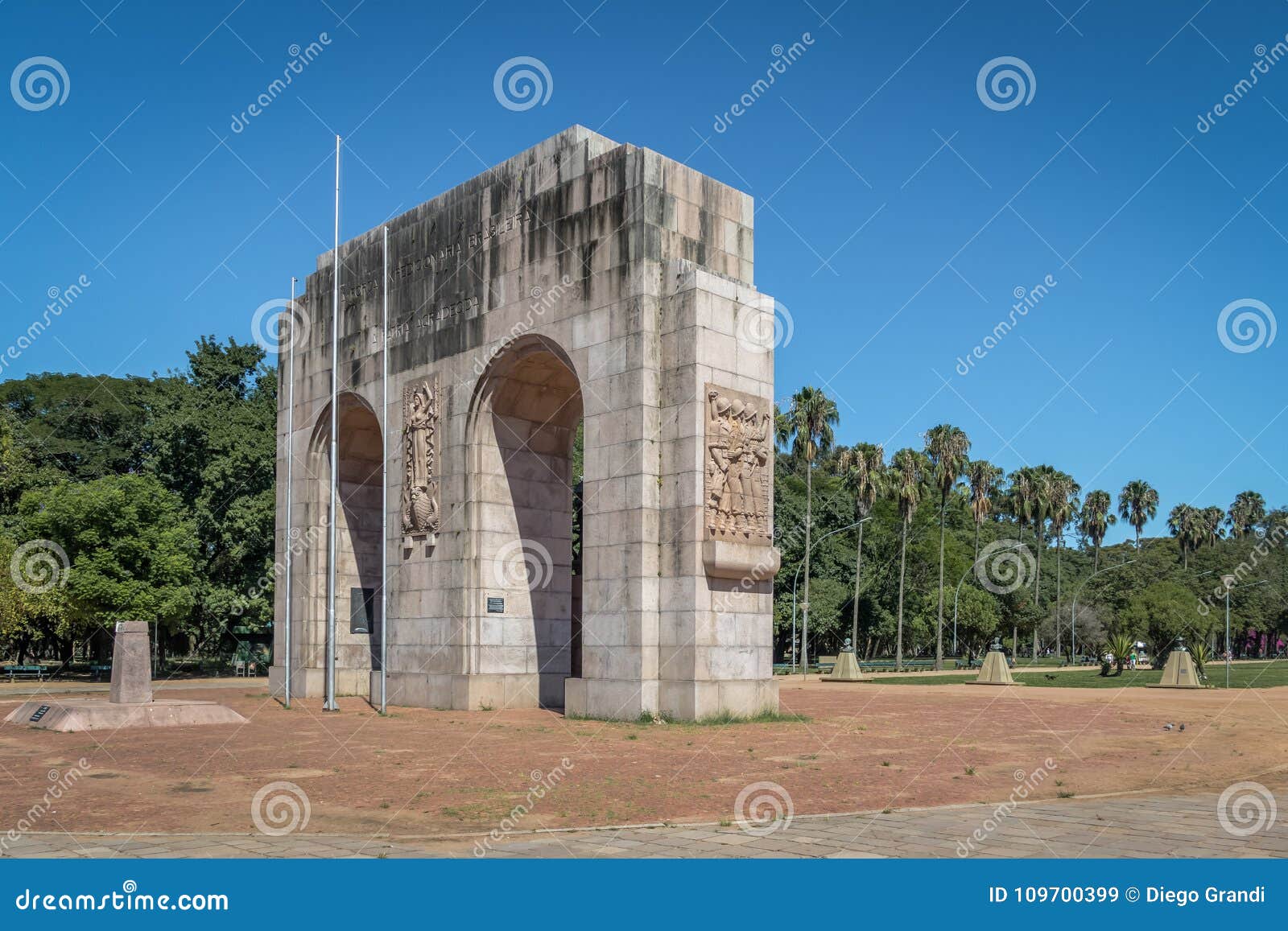 expedicionario monument arches at farroupilha park or redencao park in porto alegre, rio grande do sul, brazil