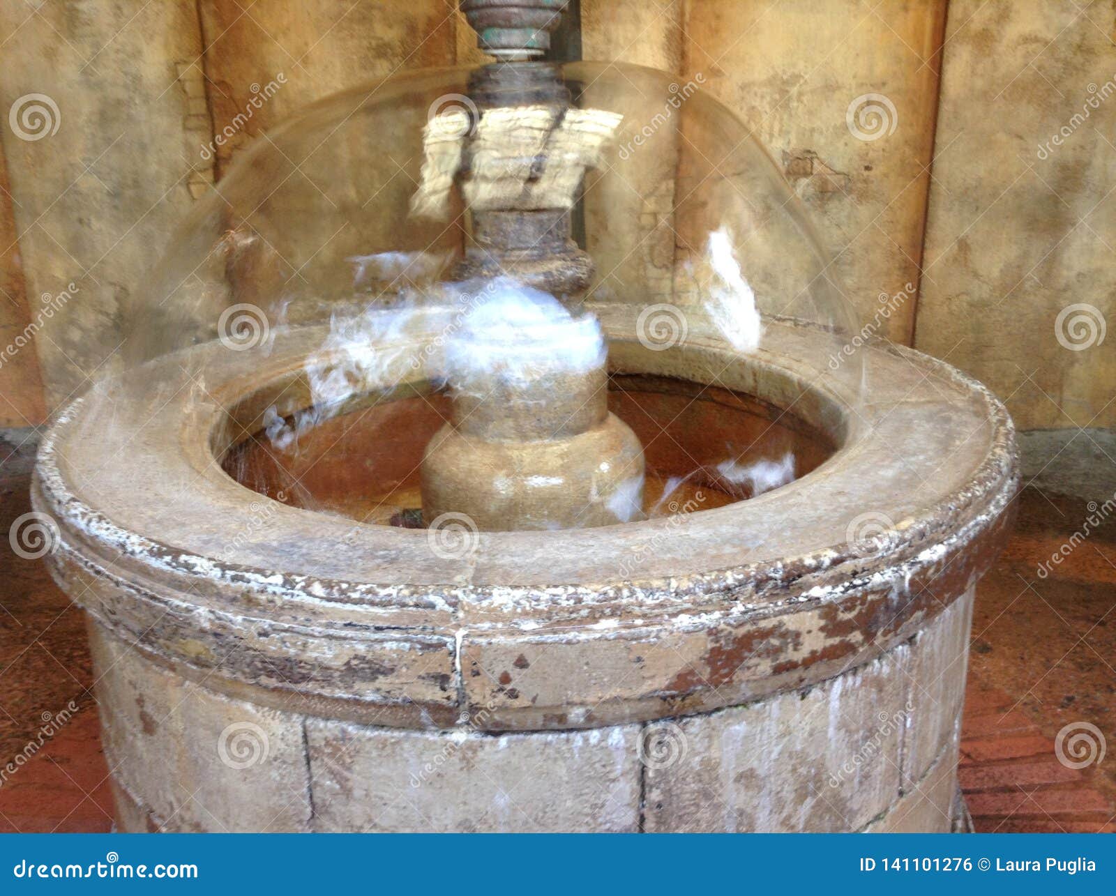 An Expensive, Rounded, Brick Fountain Stock Photo Image of symbolic