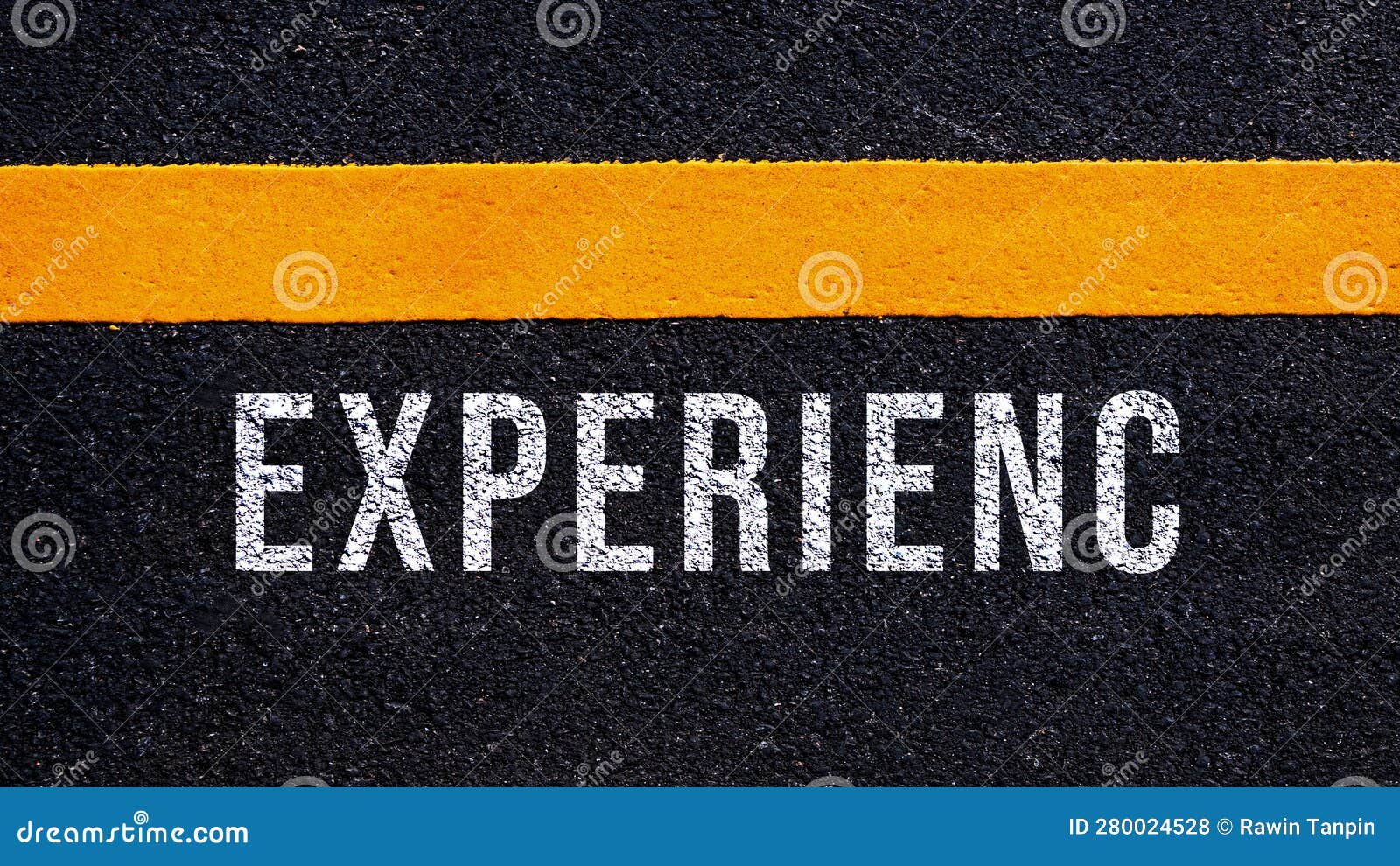 experienc text written and yellow line on the road in middle of the asphalt road, for business planning strategies and challenges