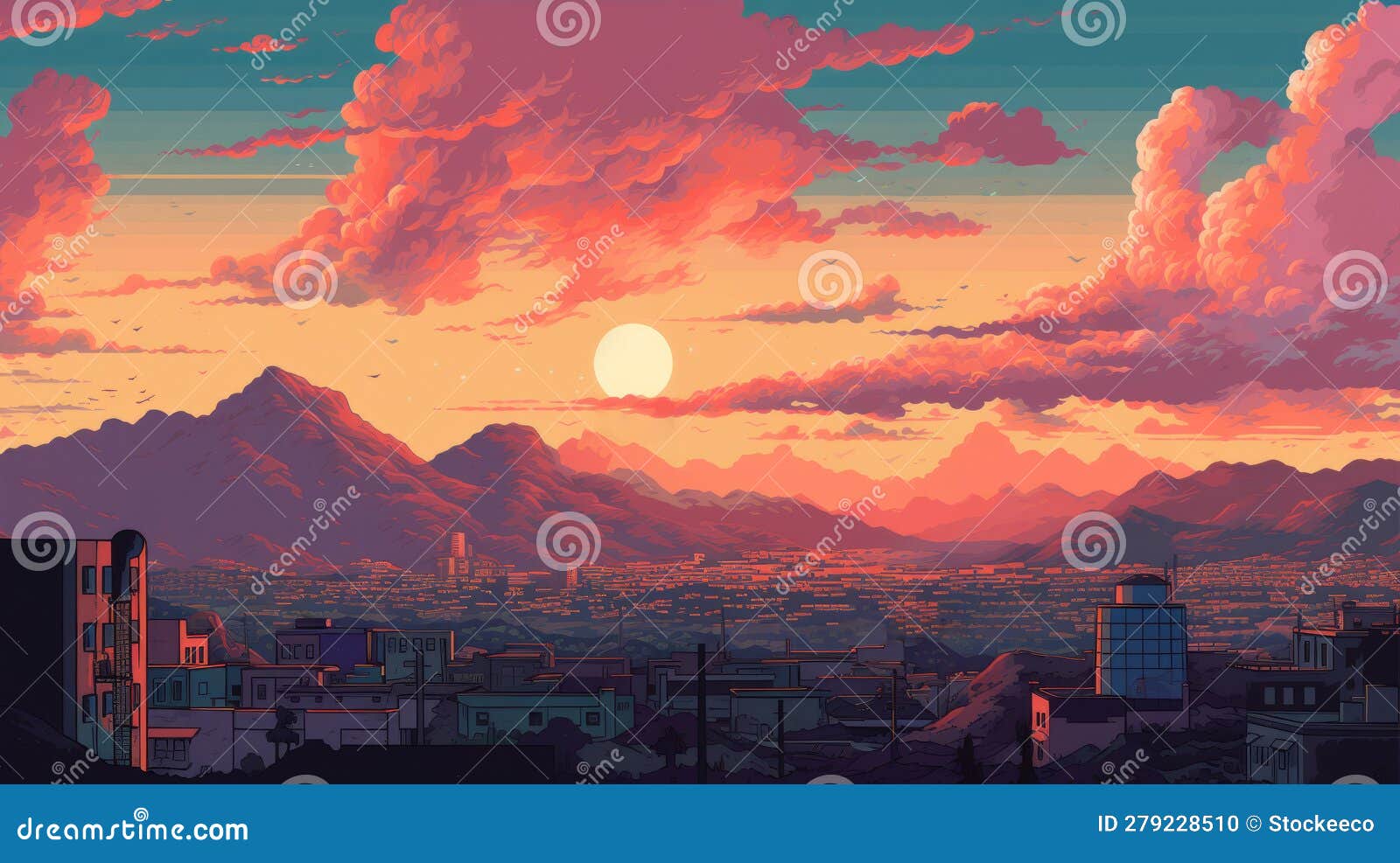 el paso sunset in 1770s: a pixel art close-up