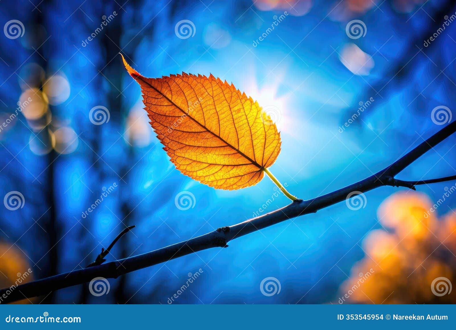 a striking silhouette of a young tree against a vibrant blue sky a captivating outdoor scene for nature