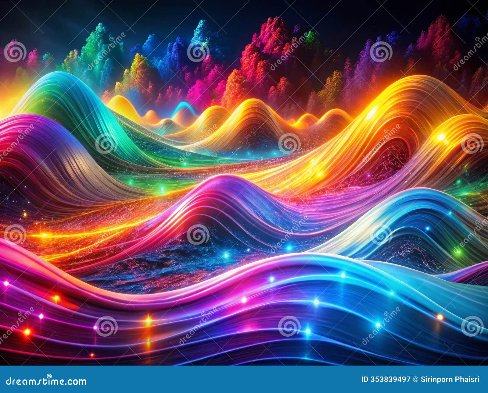 dynamic neon wave visualizer an abstract synthwave music visualization capturing energetic rhythms in lowlight